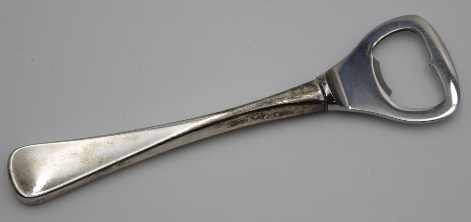 Flaschenöffner, Silbergriff, Dänemark 1956, ca. L-14cm.