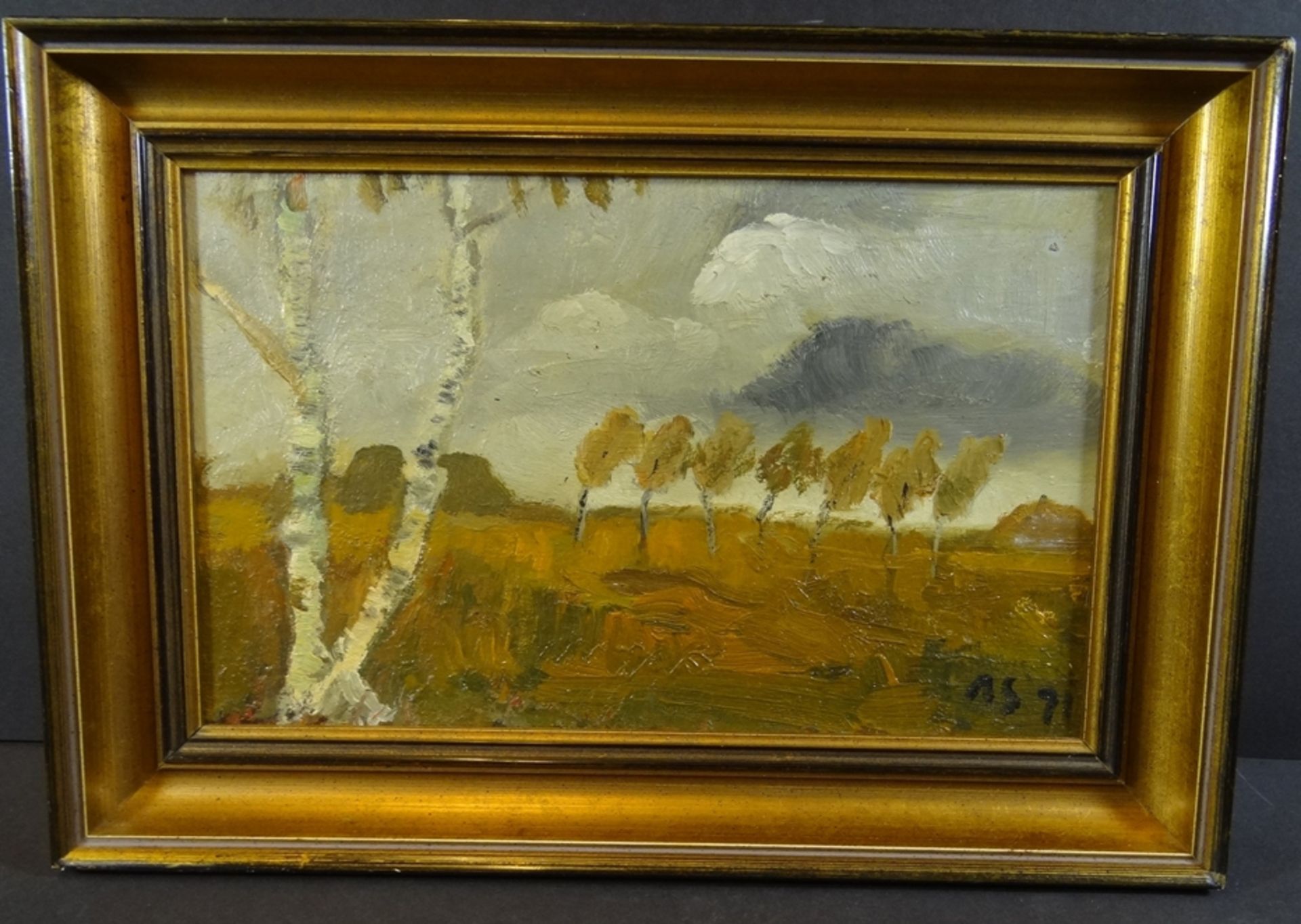 AS Monogramm "Worpsweder Landschaft" Öl/Pappe, gerahmt, RG 23x34 cm