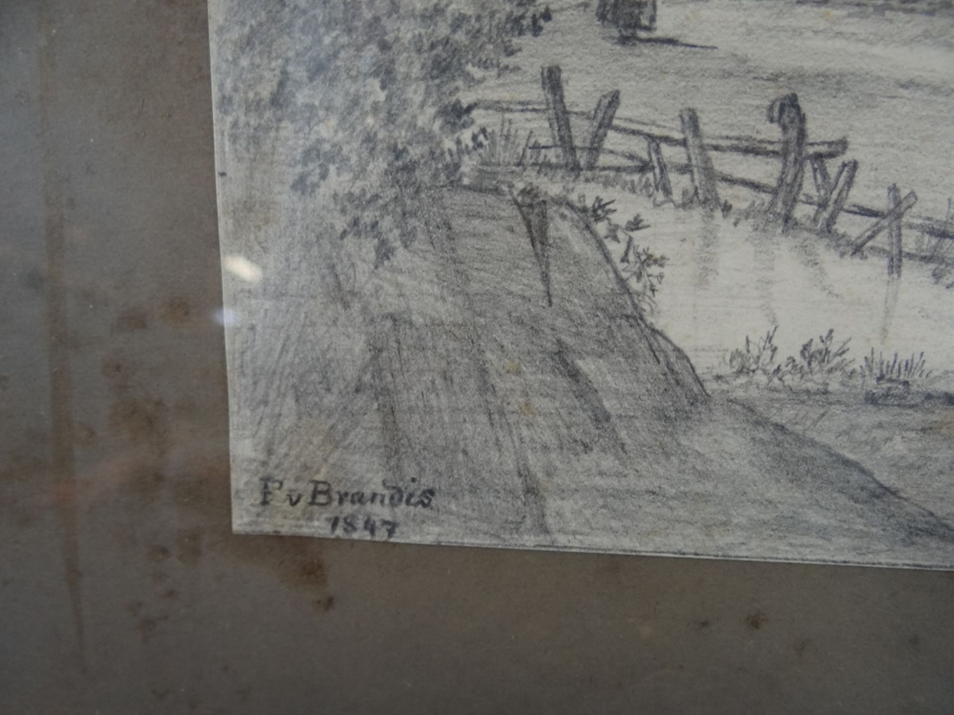 Wilhelm Ferdinand VON BRANDIS (1817-1851)1847 "Einsamer Berghof"  Handzeichnung - Bild 3 aus 3