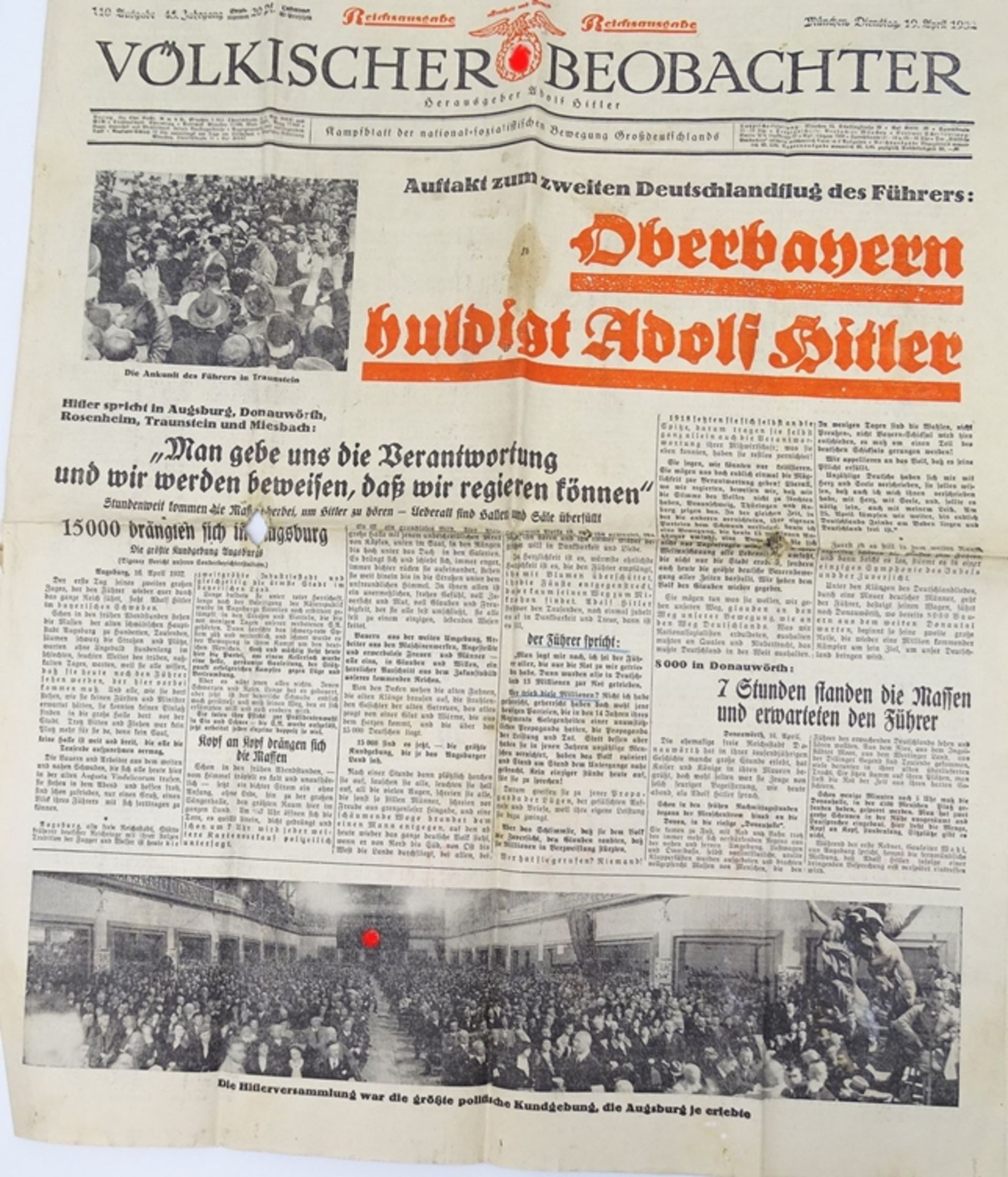 3x orig. Ausgaben, 3.Reich, Völkischer Beobachter 1933, 2x Norddeutsche Ausgabe und 1x Münchner Rei - Bild 4 aus 4