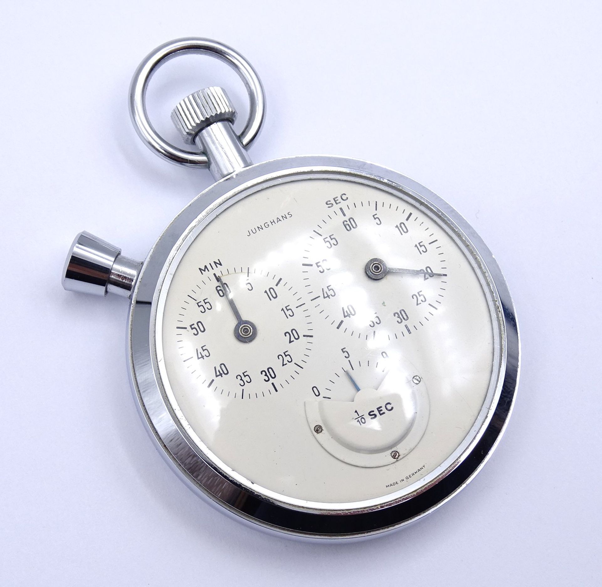 Stoppuhr "Junghans", 1/10 sec., mechanisch, Werk läuft, D. 55mm - Bild 2 aus 3