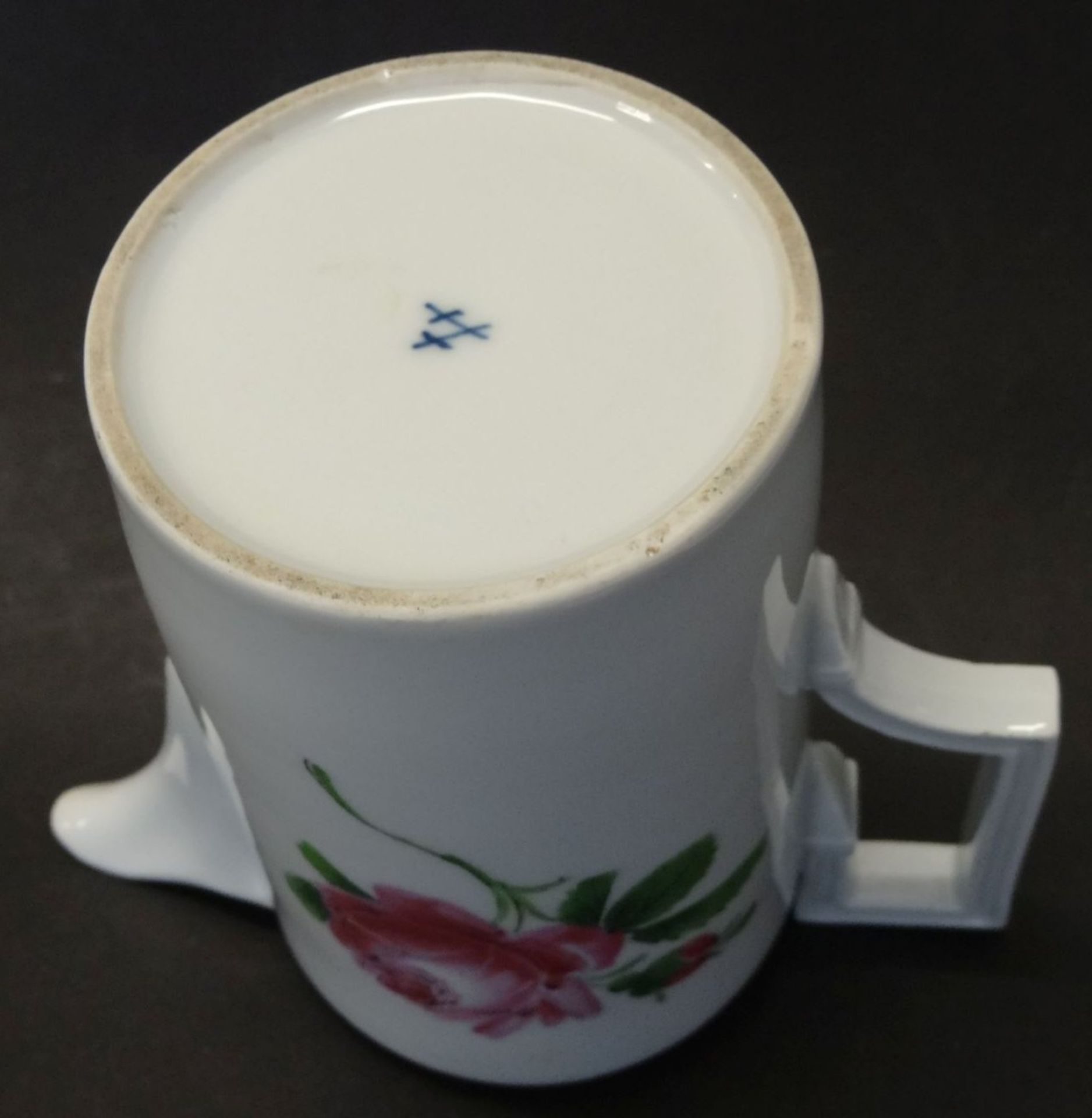 Empire-Kaffeekanne "Meissen" Rose um 1850, H-16,5 cm, Ausguss bestossen, Griff kaum sichtbare Klebe - Bild 5 aus 6