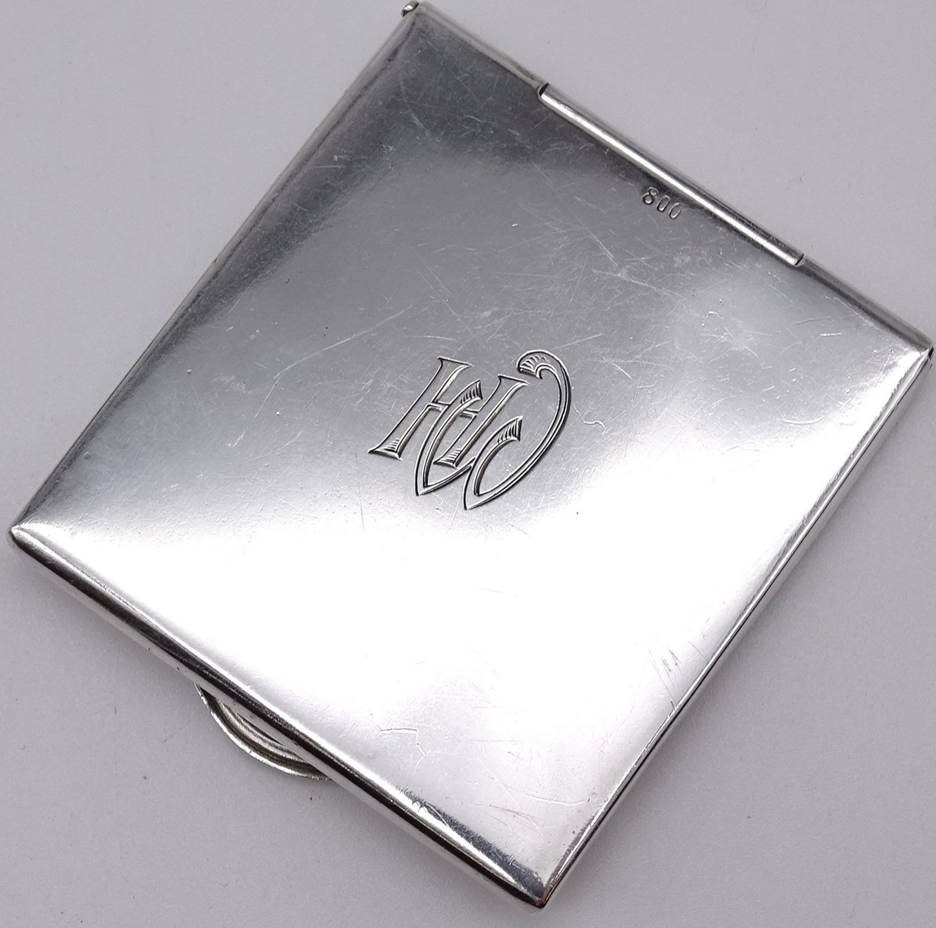 Silber-800- Streichholz-Etui mit Ziermonogramm, 6x5 cm, 39 gr. - Image 2 of 3