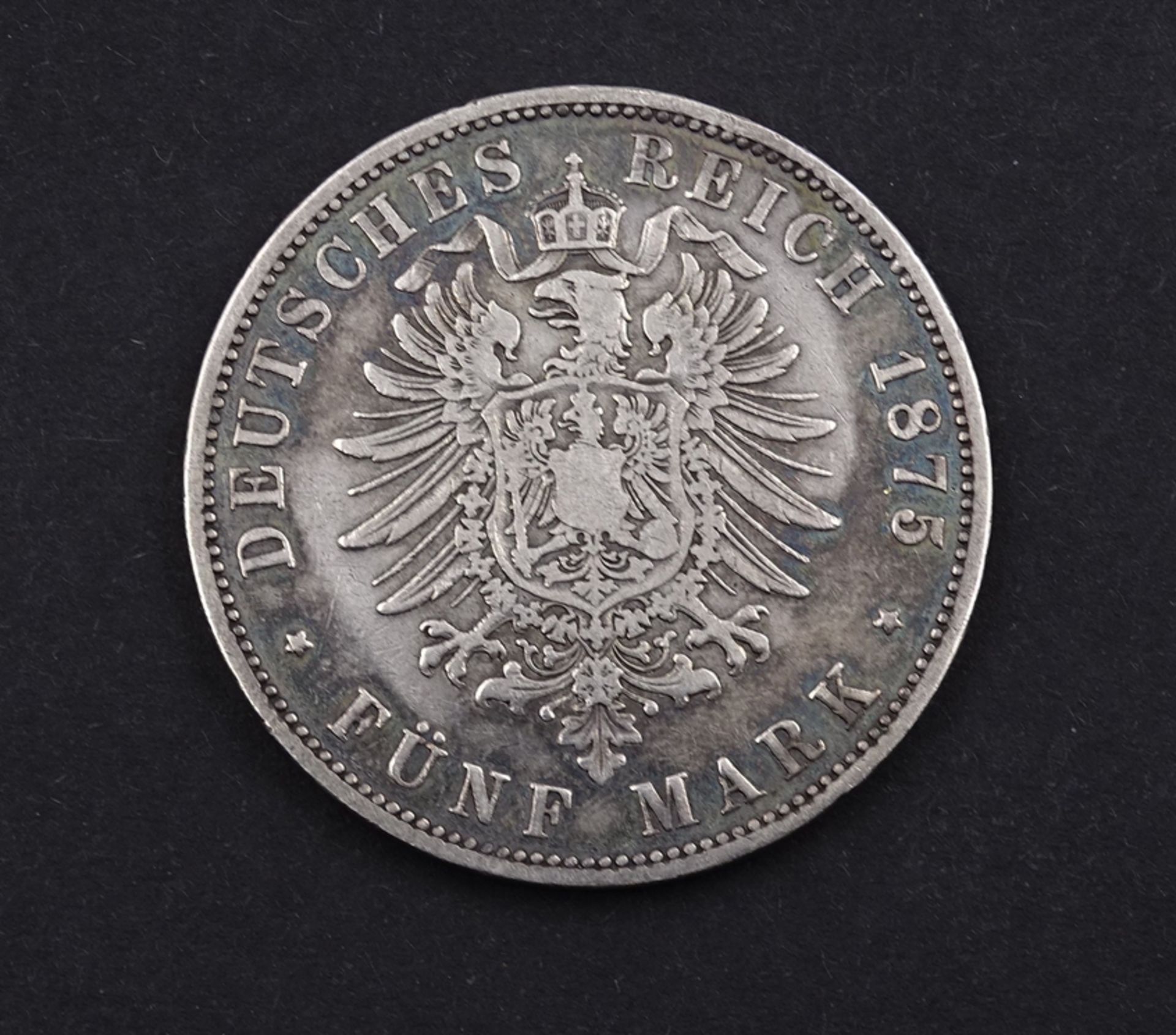 Fünf Mark 1875 Wilhelm ,Preussen A, 27,30g. - Bild 2 aus 2