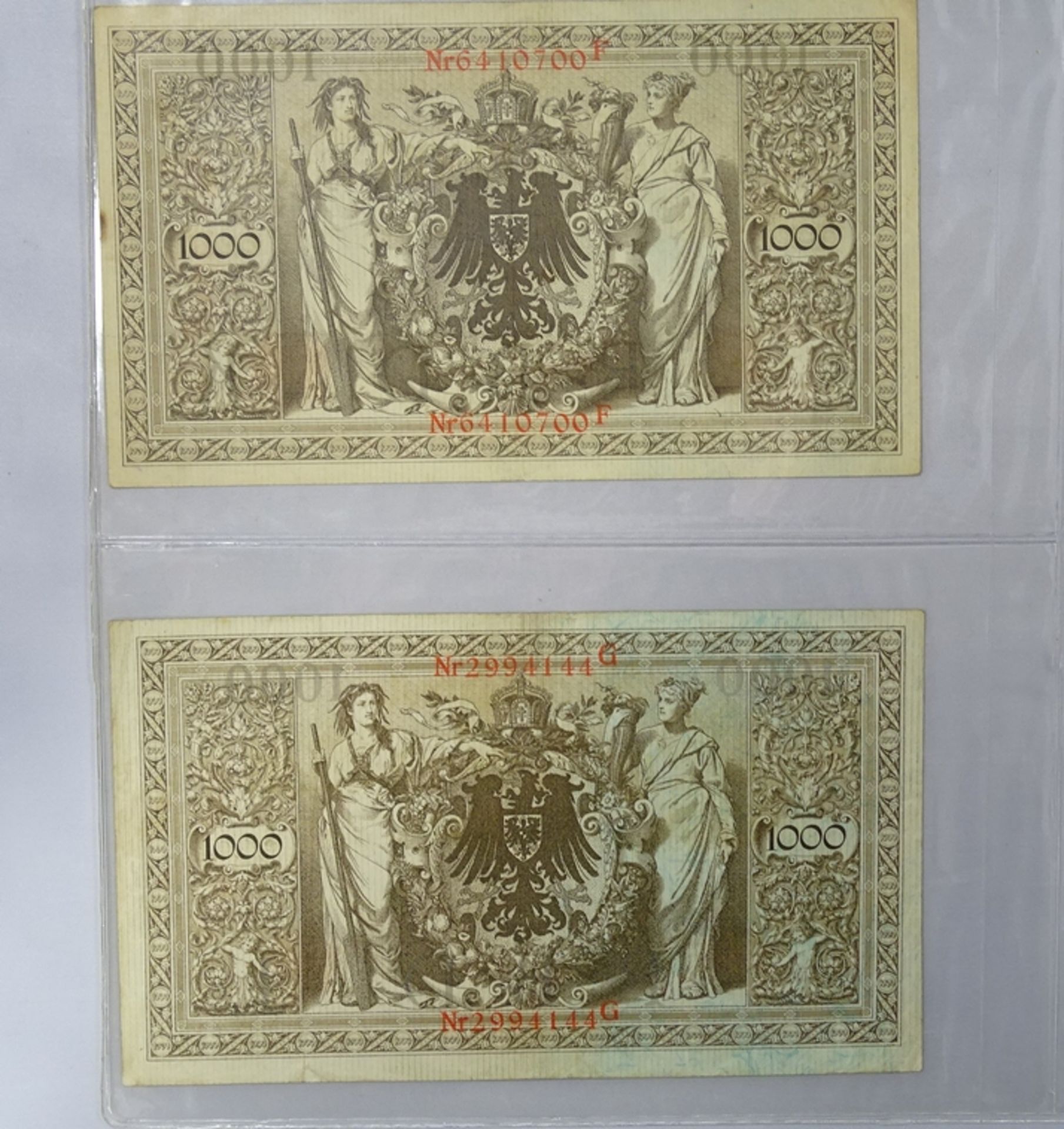 2x eintausend Mark 1910, Reichsbanknoten - Bild 2 aus 2