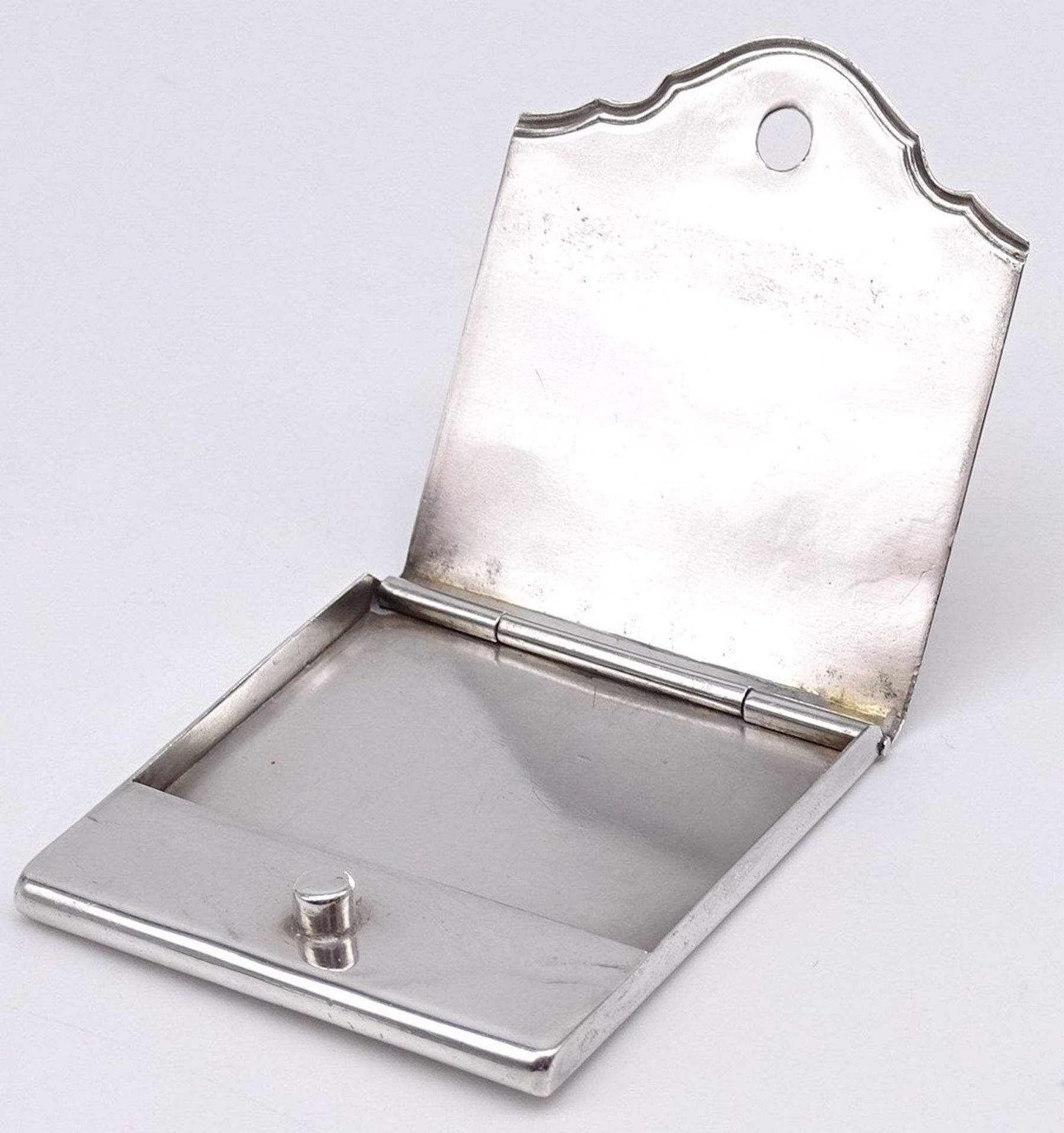 Silber-800- Streichholz-Etui mit Ziermonogramm, 6x5 cm, 39 gr. - Bild 3 aus 3