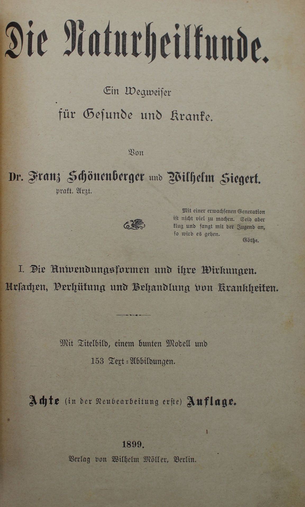 Die Naturheilkunde - Ein Wegweiser für gesunde und kranke, 8. Auflage, 1899, Altersspuren - Image 3 of 6