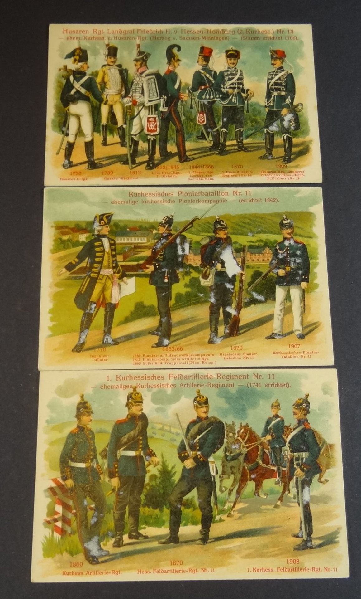 "Die kurhessischen Regimenter" in Mappe, 14 Postkarten um 1900 - Bild 7 aus 8