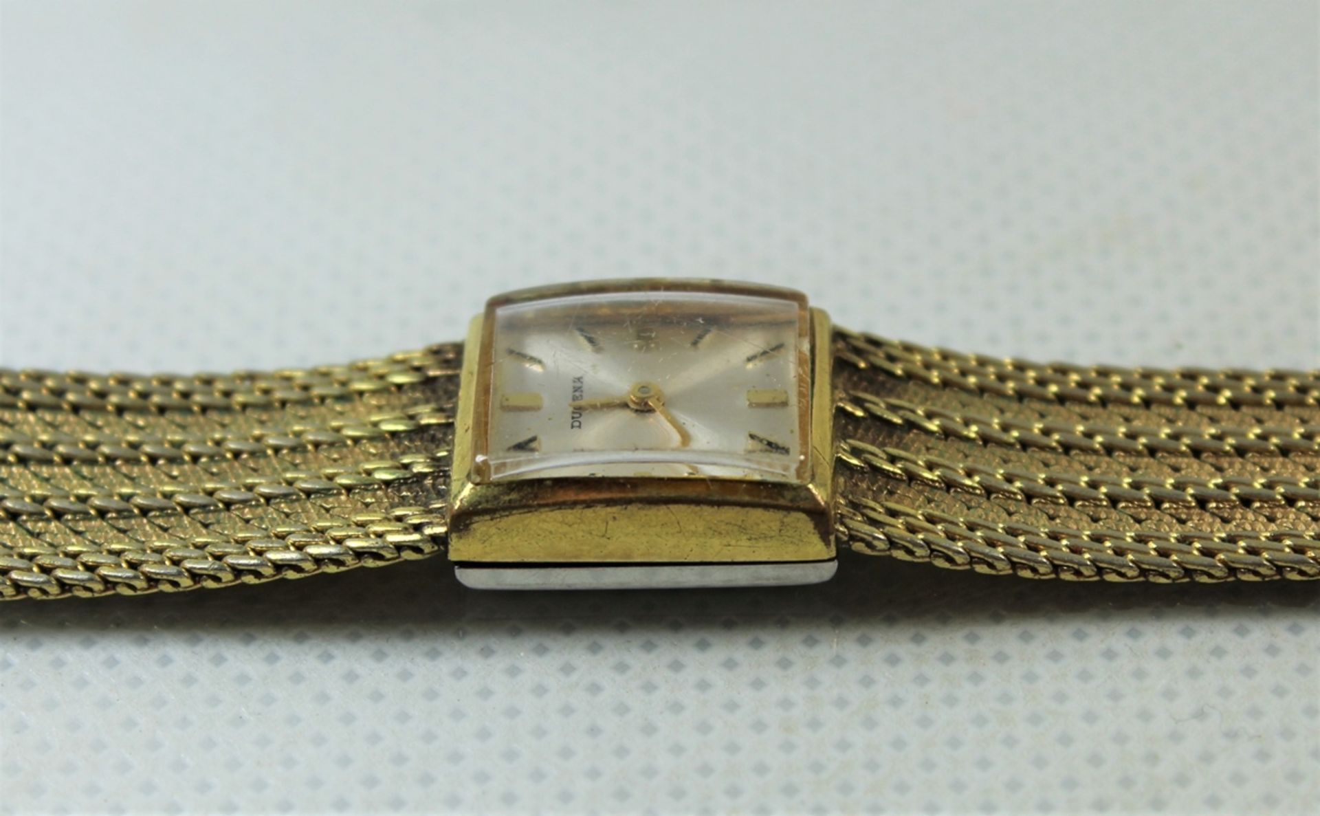 Damen Armbanduhr, Dugena, Quarzwerk, Gehäusemaße ca.: 1,7 x 1,7cm mit Krone gemessen, vergoldet, Fu - Bild 3 aus 5