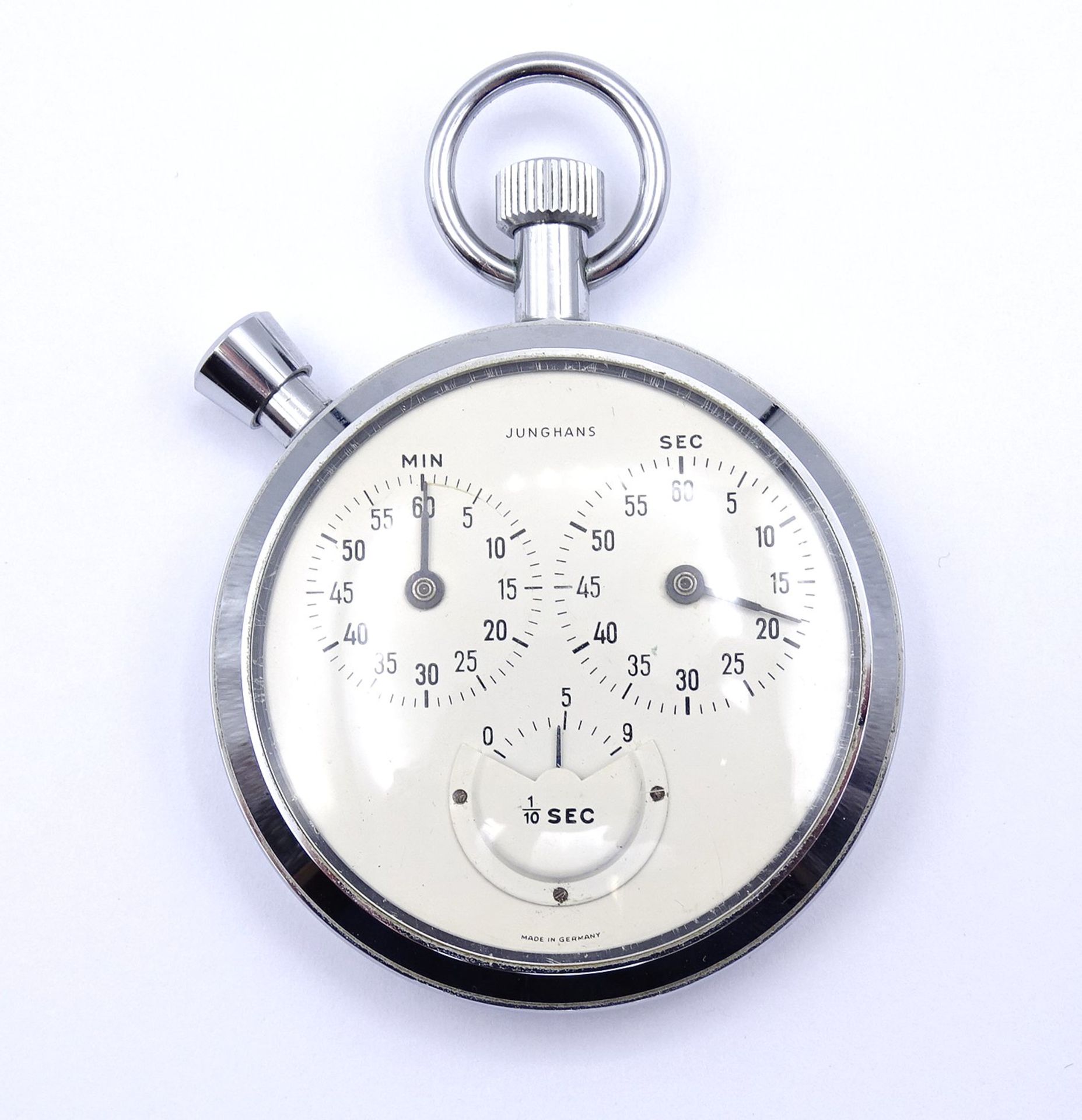 Stoppuhr "Junghans", 1/10 sec., mechanisch, Werk läuft, D. 55mm