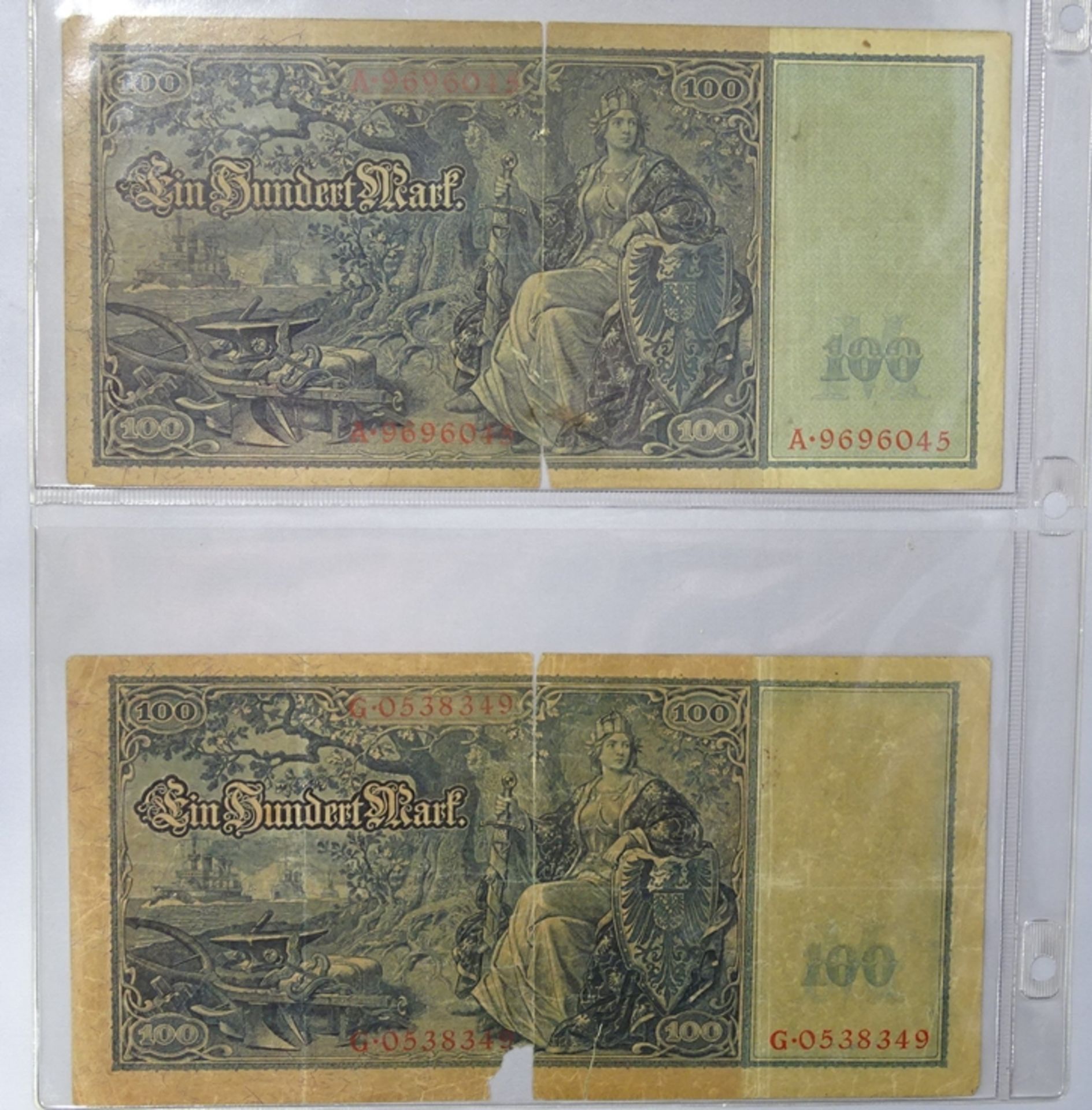 2x Einhundert Mark 1910, Reichsbanknoten - Bild 2 aus 2