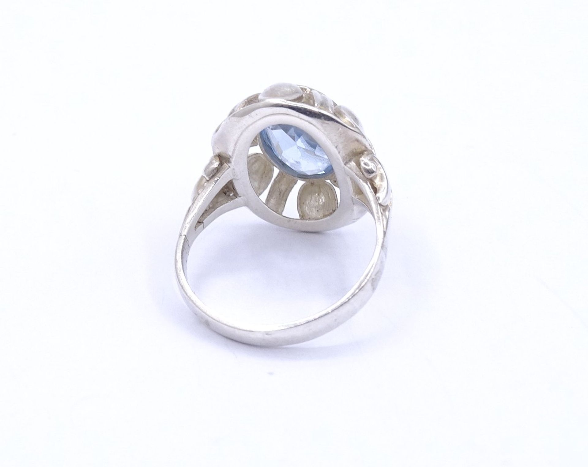 Silber Ring mit einem oval facc. hellblauen Stein, Tragespuren, 3,5g., RG 54 - Bild 3 aus 3