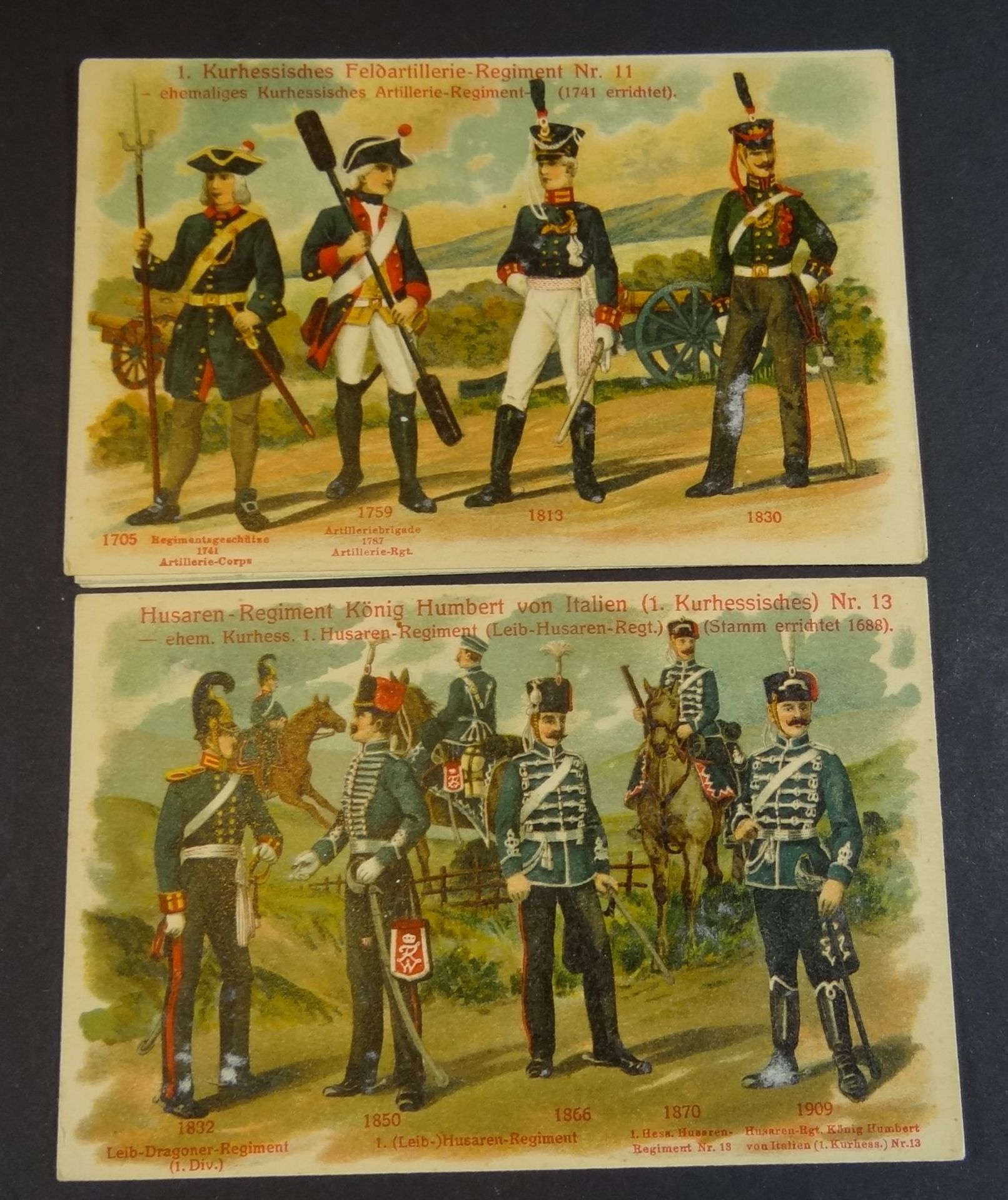 "Die kurhessischen Regimenter" in Mappe, 14 Postkarten um 1900 - Bild 6 aus 8