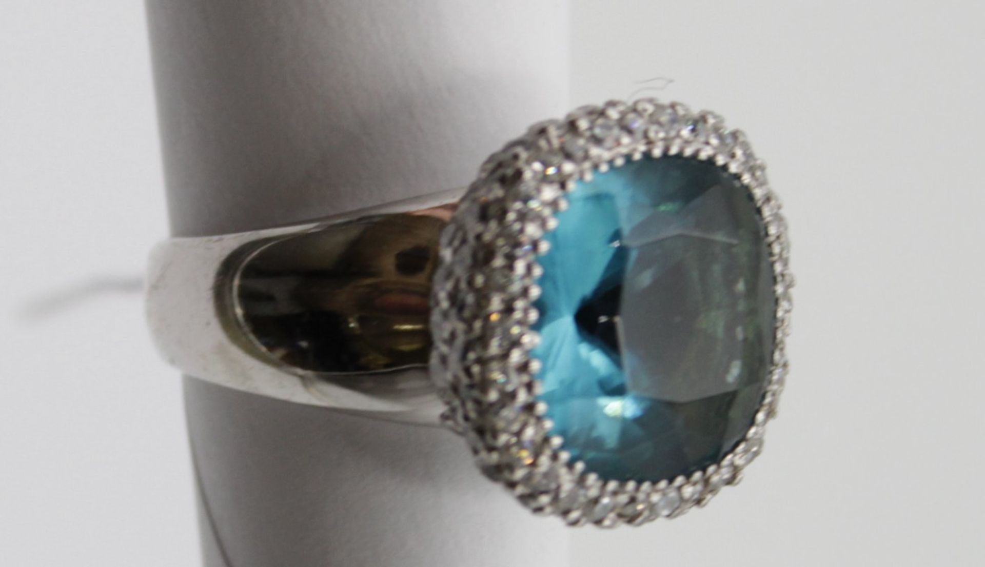 925er Silber-Ring, blauer und farblose Zirkone, ca. 13gr, RG 59 - Bild 4 aus 6