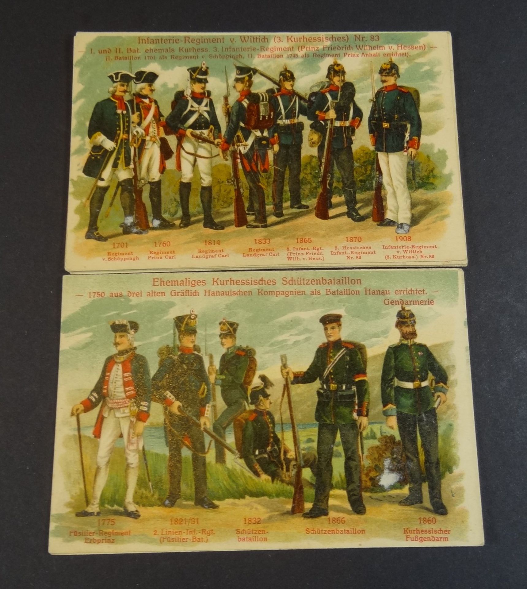 "Die kurhessischen Regimenter" in Mappe, 14 Postkarten um 1900 - Bild 4 aus 8
