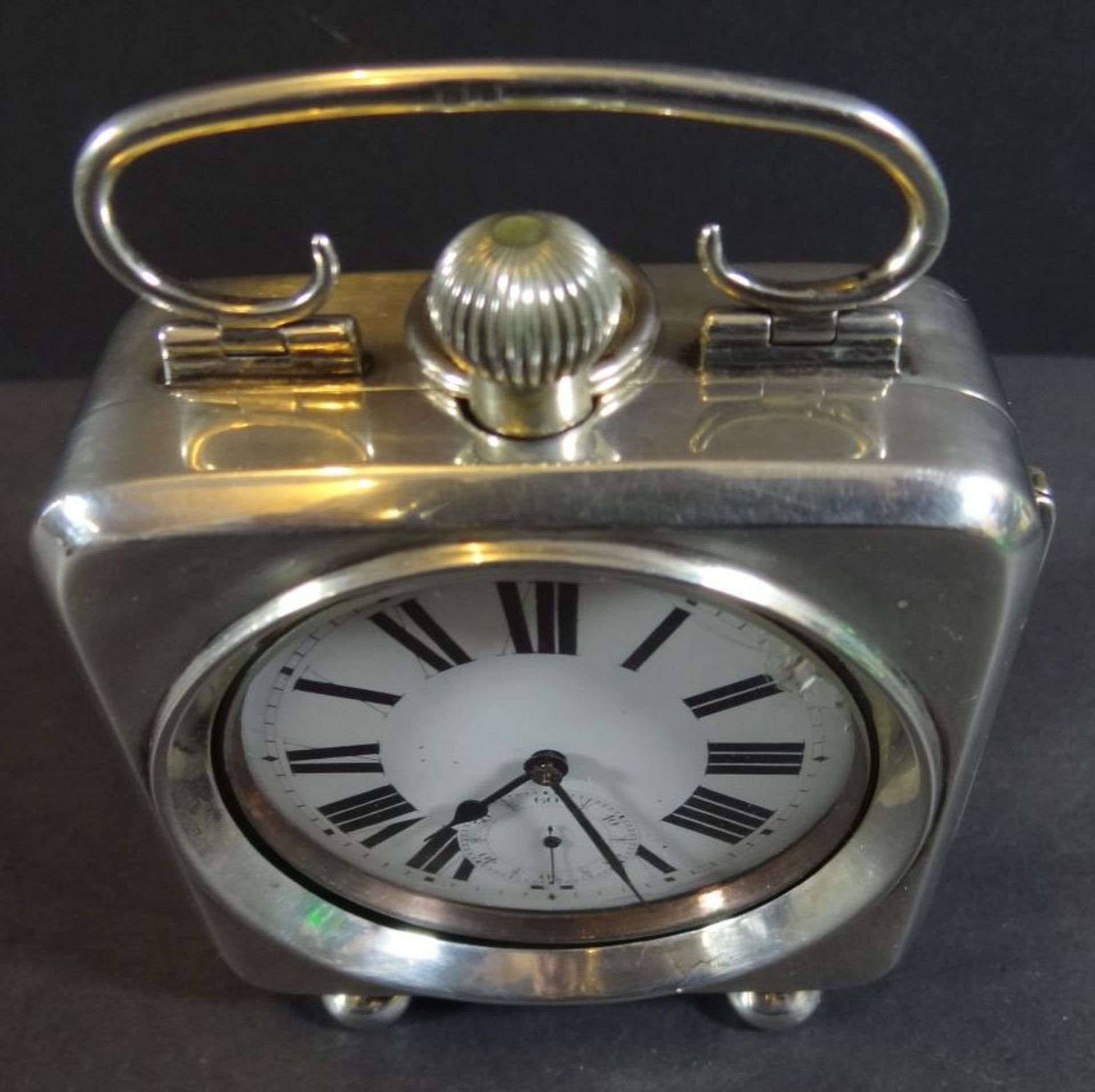 Silber-Taschenuhrengehäuse in Weckerform, S-925-, Birmingham 1910, innen grosse Taschenuhr, Werk lä - Bild 2 aus 14