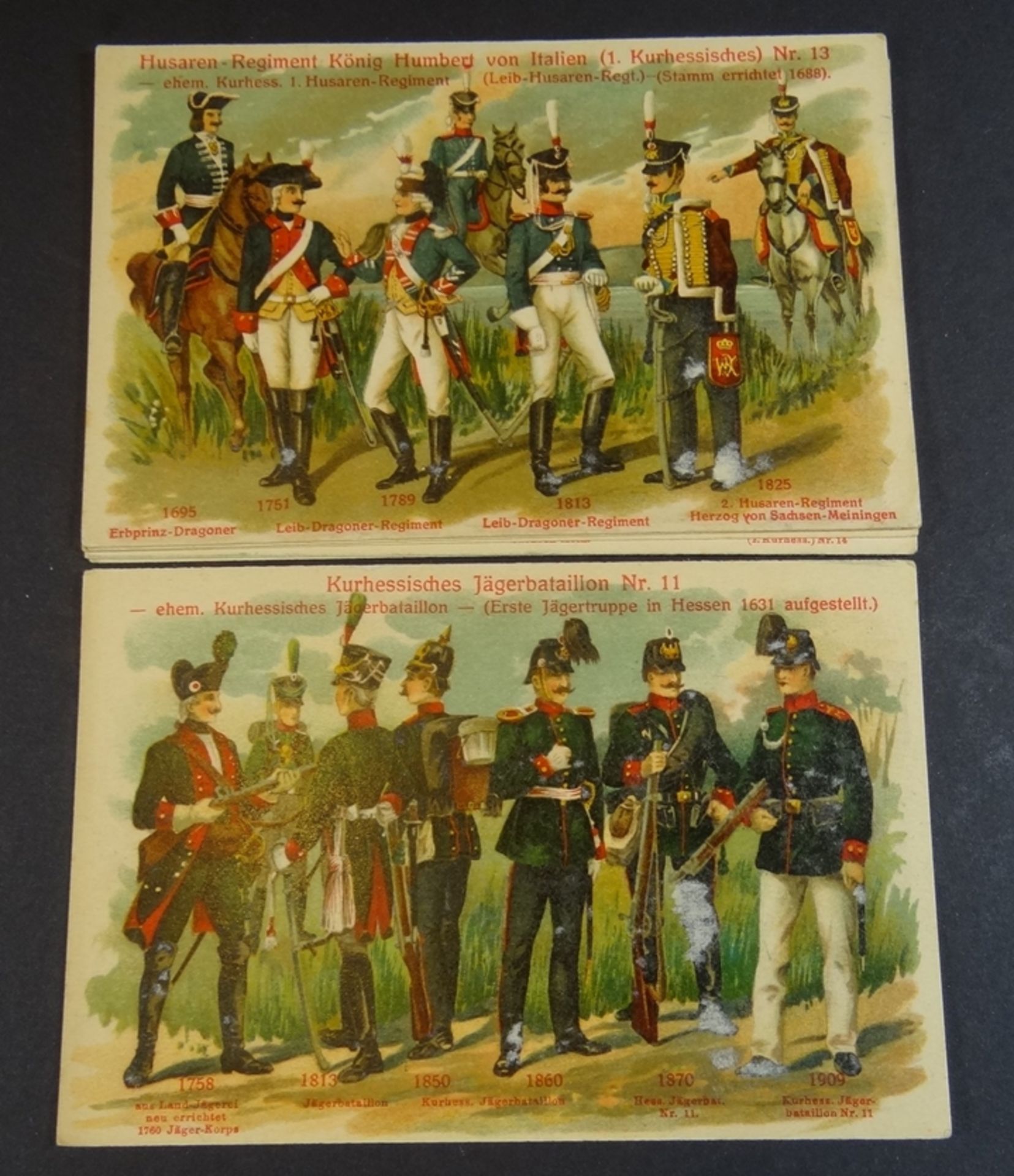 "Die kurhessischen Regimenter" in Mappe, 14 Postkarten um 1900 - Bild 5 aus 8