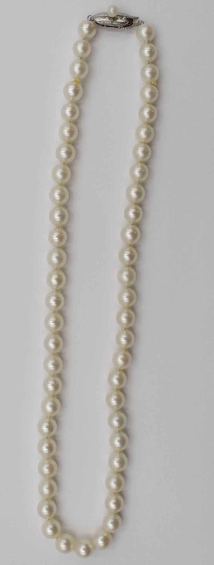 Perlenkette, Silber-Schließe, ca. L-38cm.