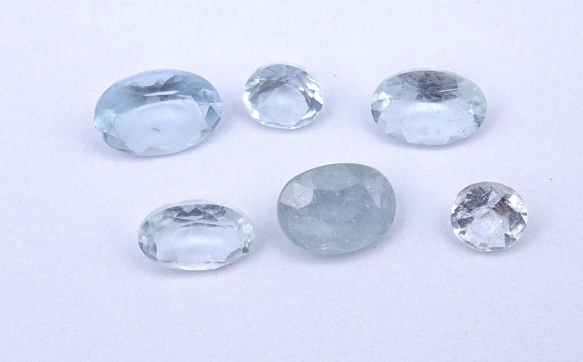 Konvolut Aquamarine, oval facc., zus. 4,13ct. - Bild 2 aus 3