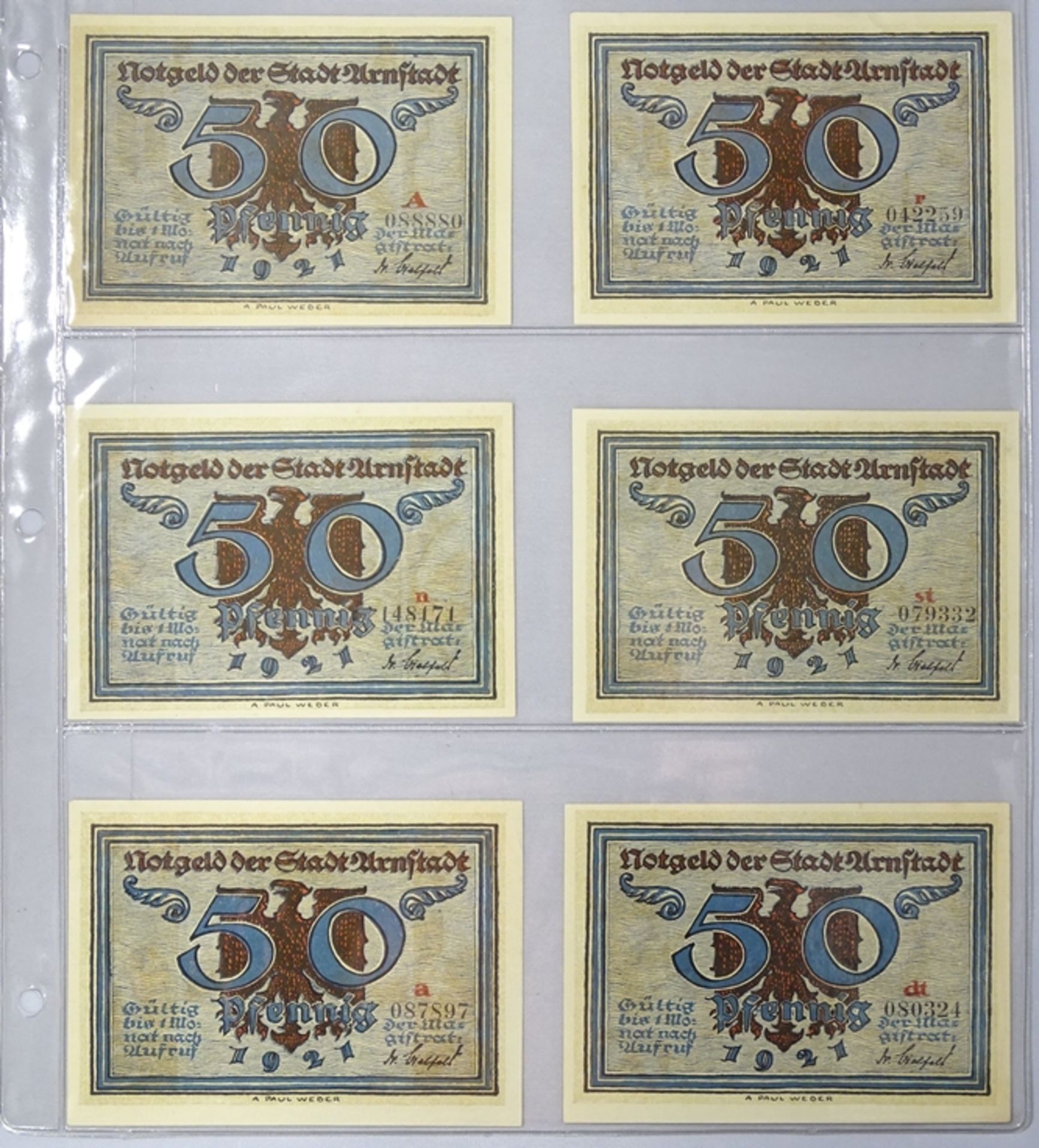 12x Notgeldscheine 1921 Stadt Arnstadt - Bild 4 aus 5