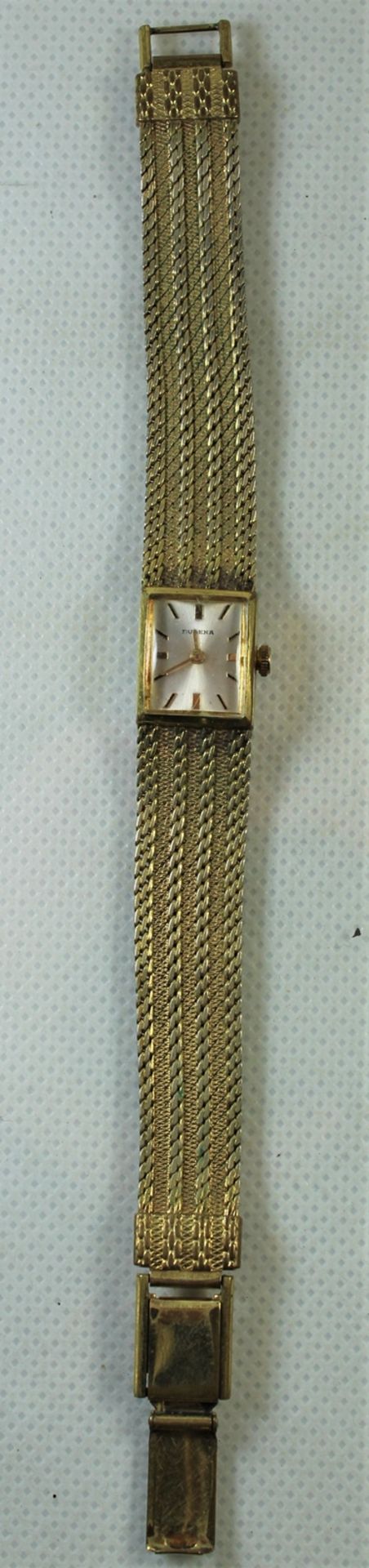 Damen Armbanduhr, Dugena, Quarzwerk, Gehäusemaße ca.: 1,7 x 1,7cm mit Krone gemessen, vergoldet, Fu - Image 2 of 5