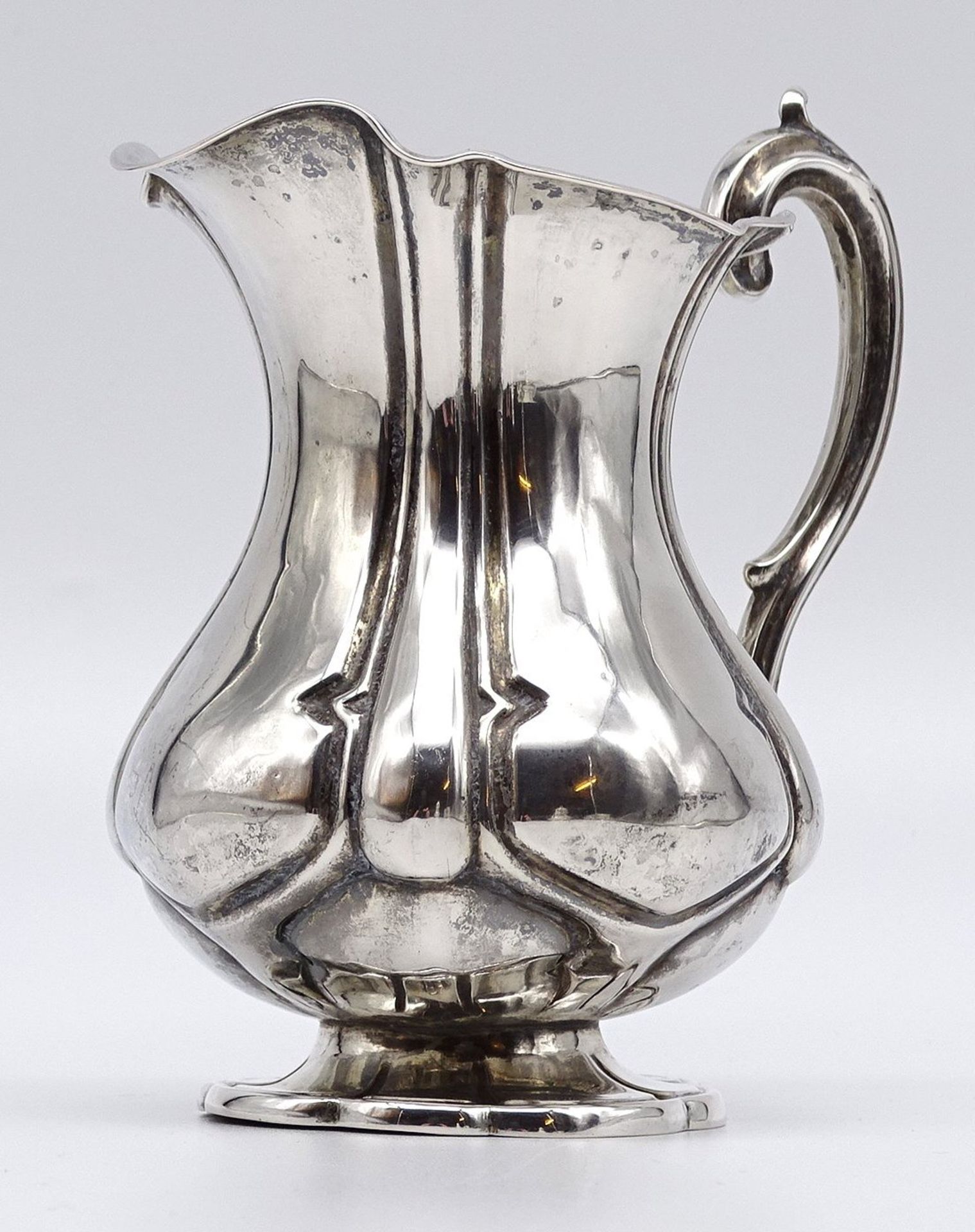 Biedermeier-Sahnekännchen um 1850, 12 lötiges Silber,87,11 gramm, H-12 cm