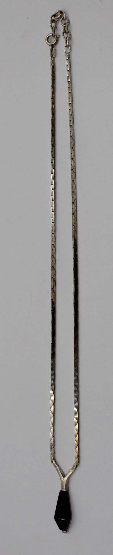 925er Silber-Collier, Onyx, 10,2gr., ca. L-41cm. - Bild 3 aus 6