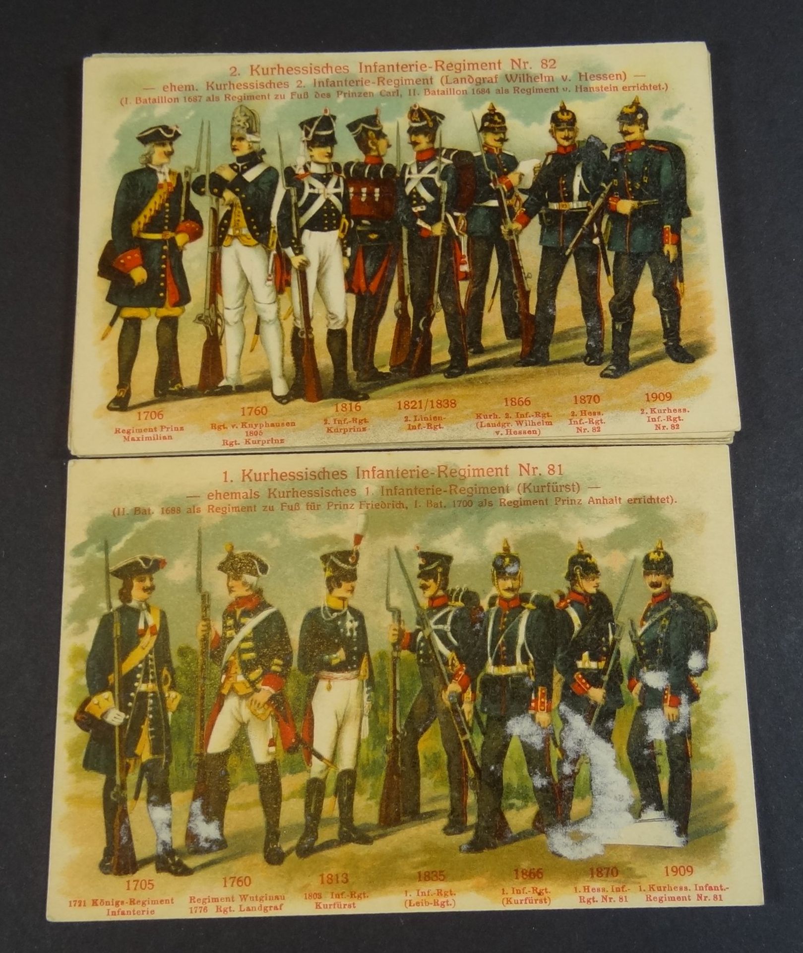 "Die kurhessischen Regimenter" in Mappe, 14 Postkarten um 1900 - Bild 3 aus 8