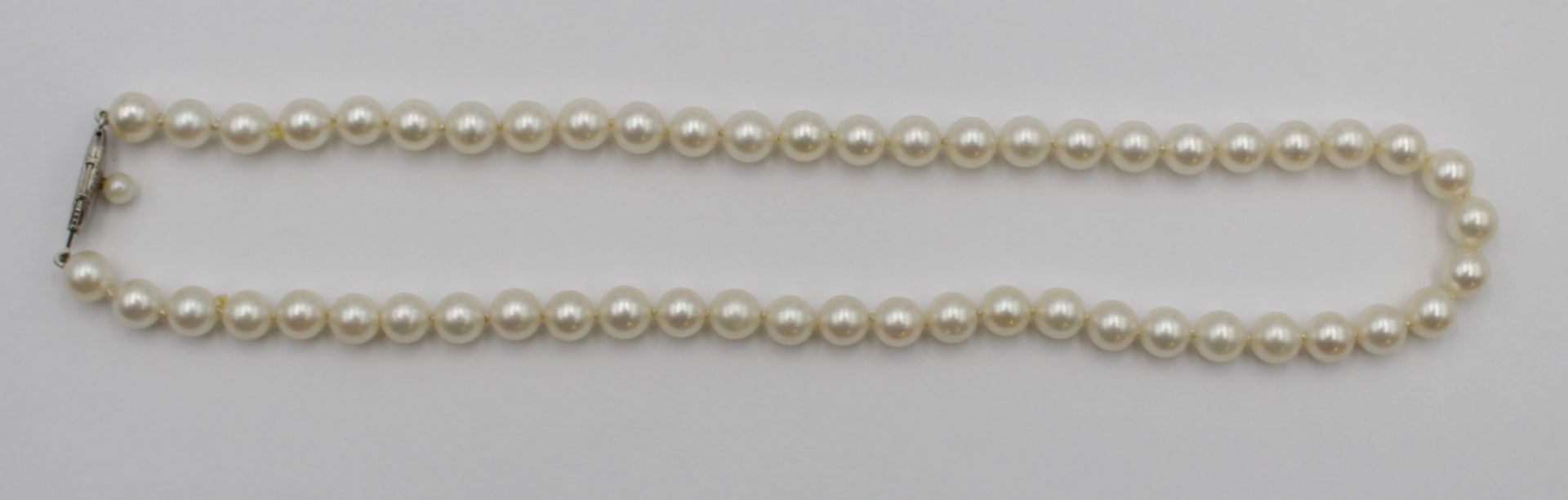 Perlenkette, Silber-Schließe, ca. L-38cm. - Bild 4 aus 4