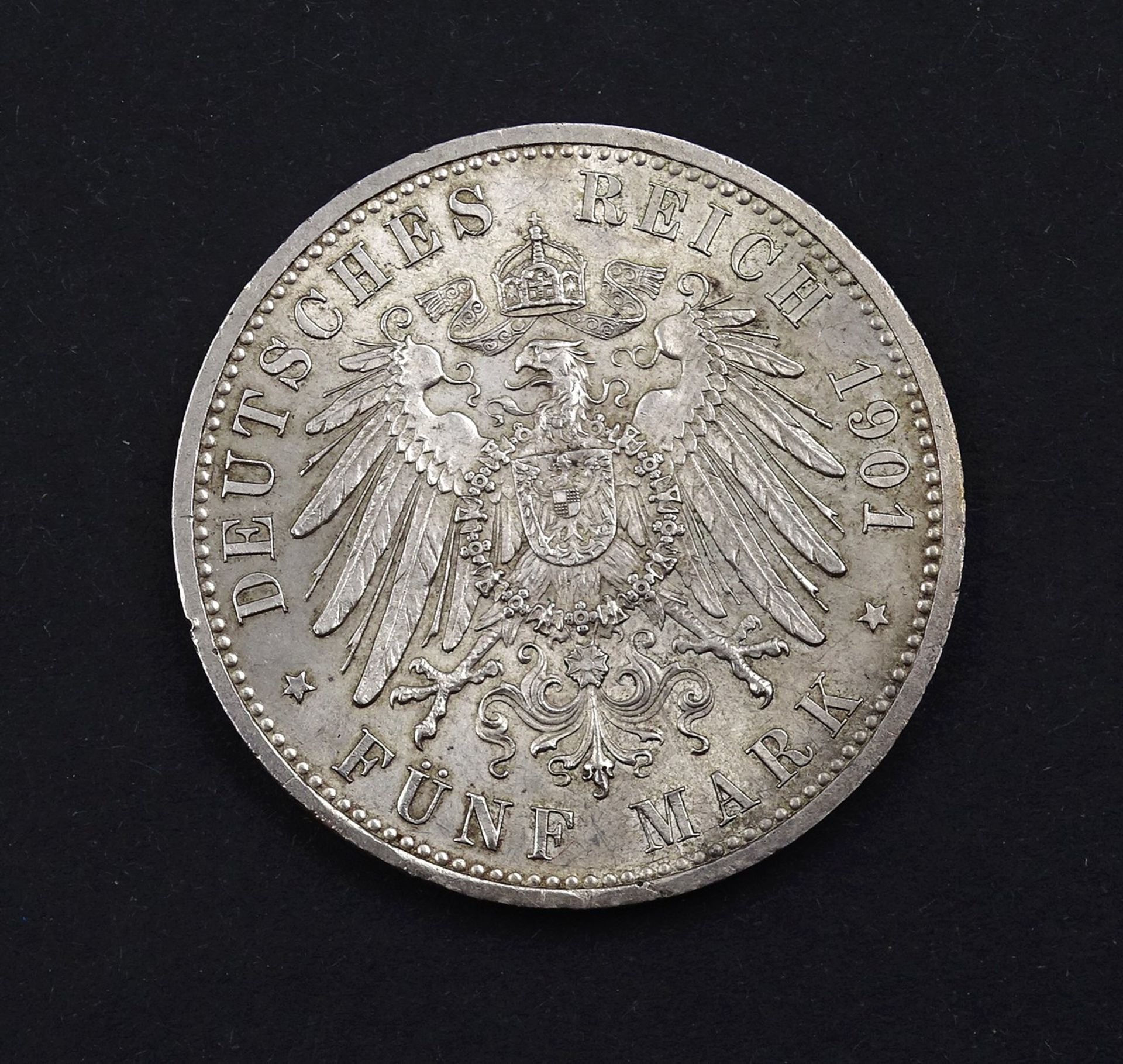 Fünf Mark 1901 Friedrich I und Wilhelm II, 27,76g. - Bild 2 aus 2