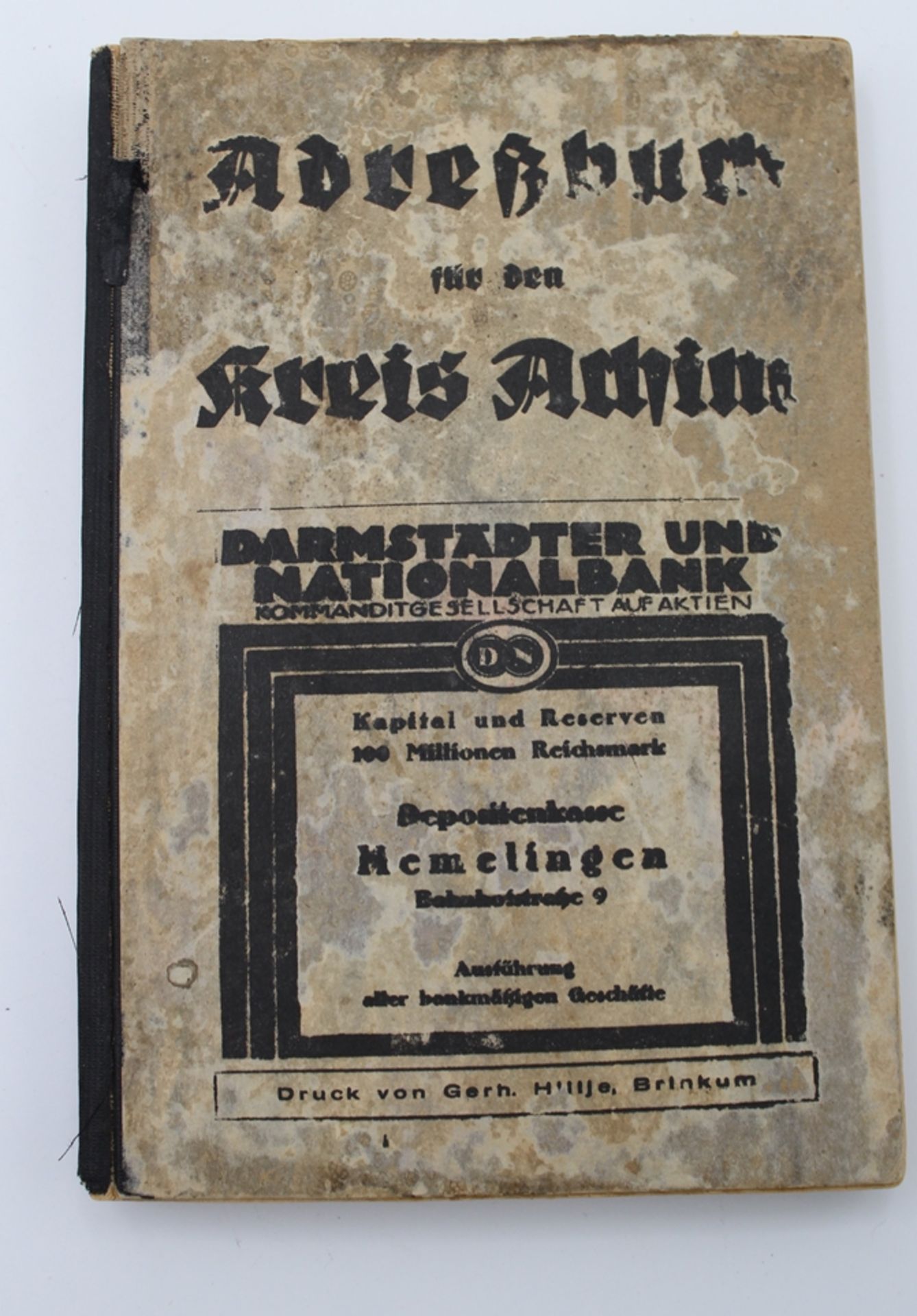 Adressbuch für den Kreis Achim um 1920, Altersspuren