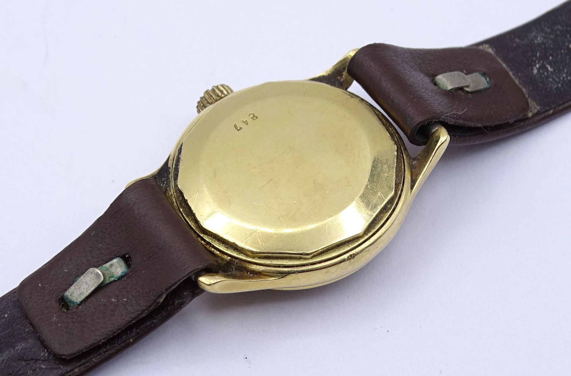 Damen Armbanduhr "Praesens", Goldgehäuse 0.750, mechanisch, Werk läuft, D. 24mm - Bild 4 aus 5