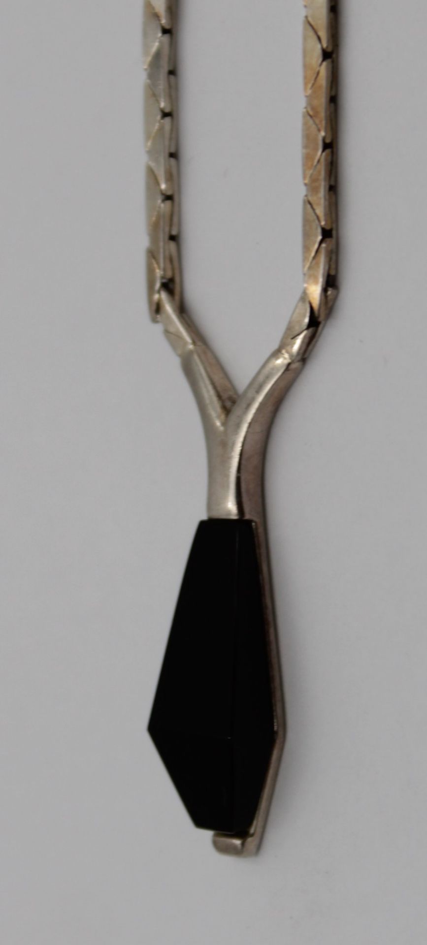 925er Silber-Collier, Onyx, 10,2gr., ca. L-41cm. - Bild 4 aus 6