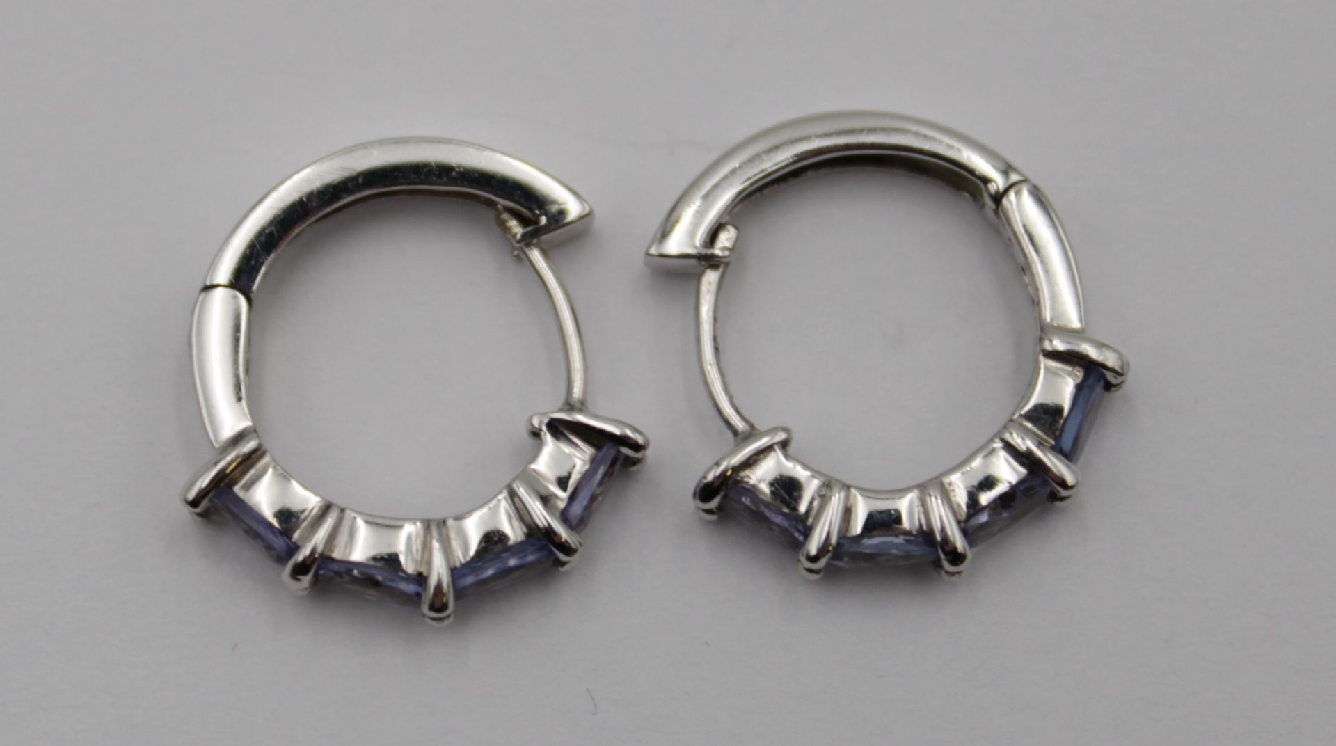 Paar Ohrhänger, 925er Silber, Tansanite, zus. 3,5gr., ca. D-2cm. - Bild 2 aus 4