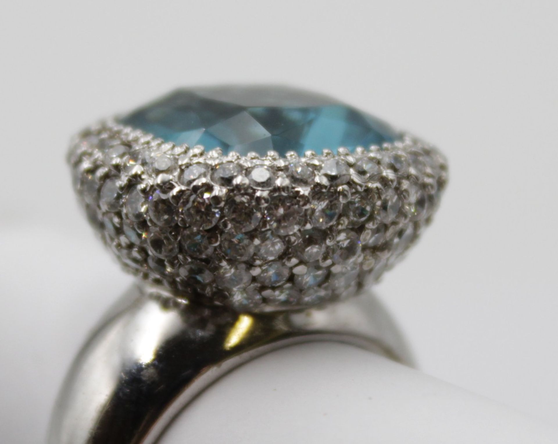 925er Silber-Ring, blauer und farblose Zirkone, ca. 13gr, RG 59 - Bild 5 aus 6