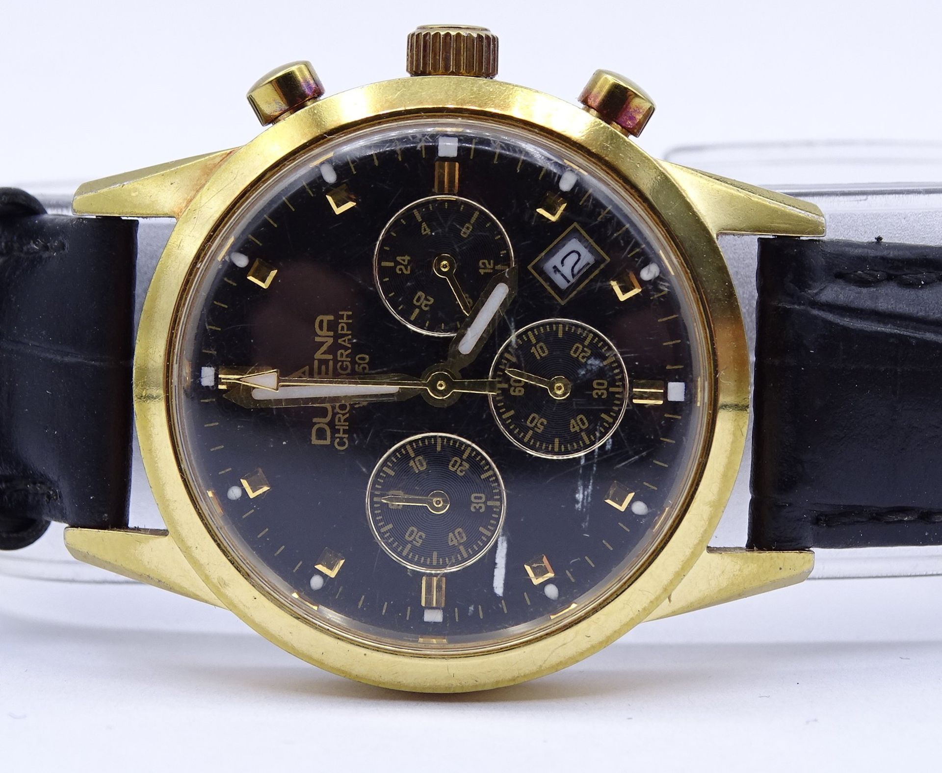 Herren Armbanduhr "Dugena" Chronograph WR 50, D. 33mm, Tragespuren - Bild 4 aus 5