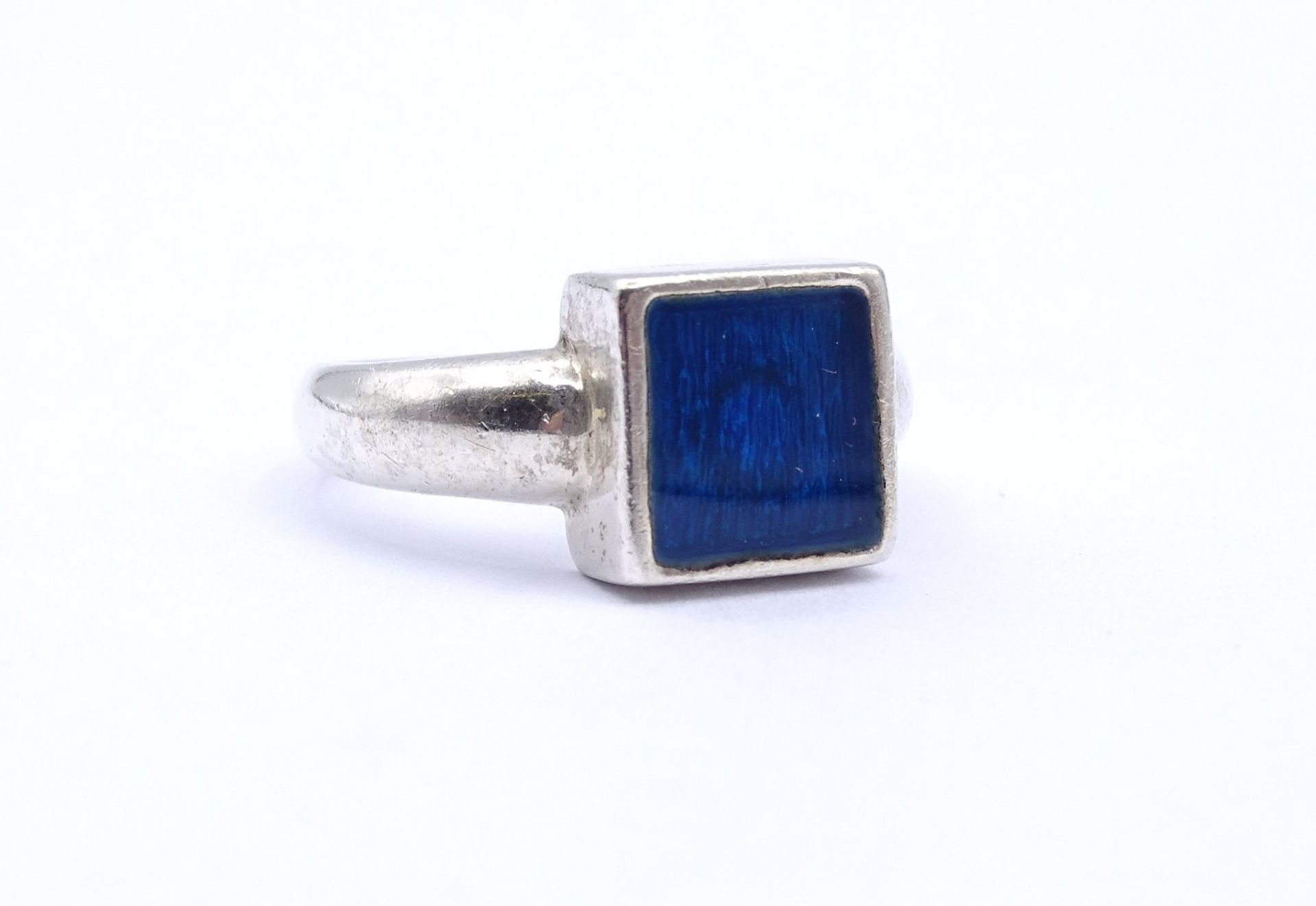 925er Silber Ring mit einen blauen Farbstein, 5,1g., RG 56