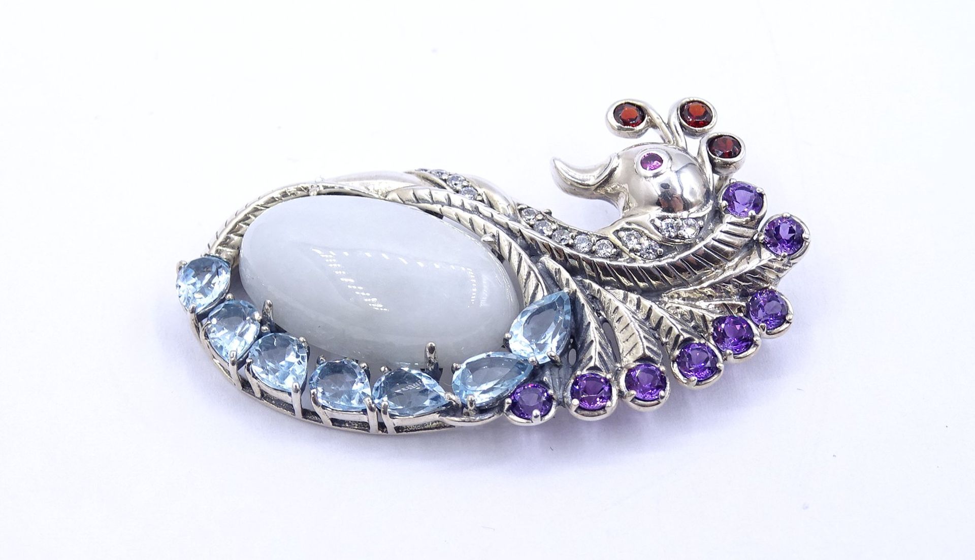 Figürlicher Edelstein Silber Anhänger, Sterlingsilber 0.925 mit Amethyste,Granat und Blautopase, L. - Image 2 of 5