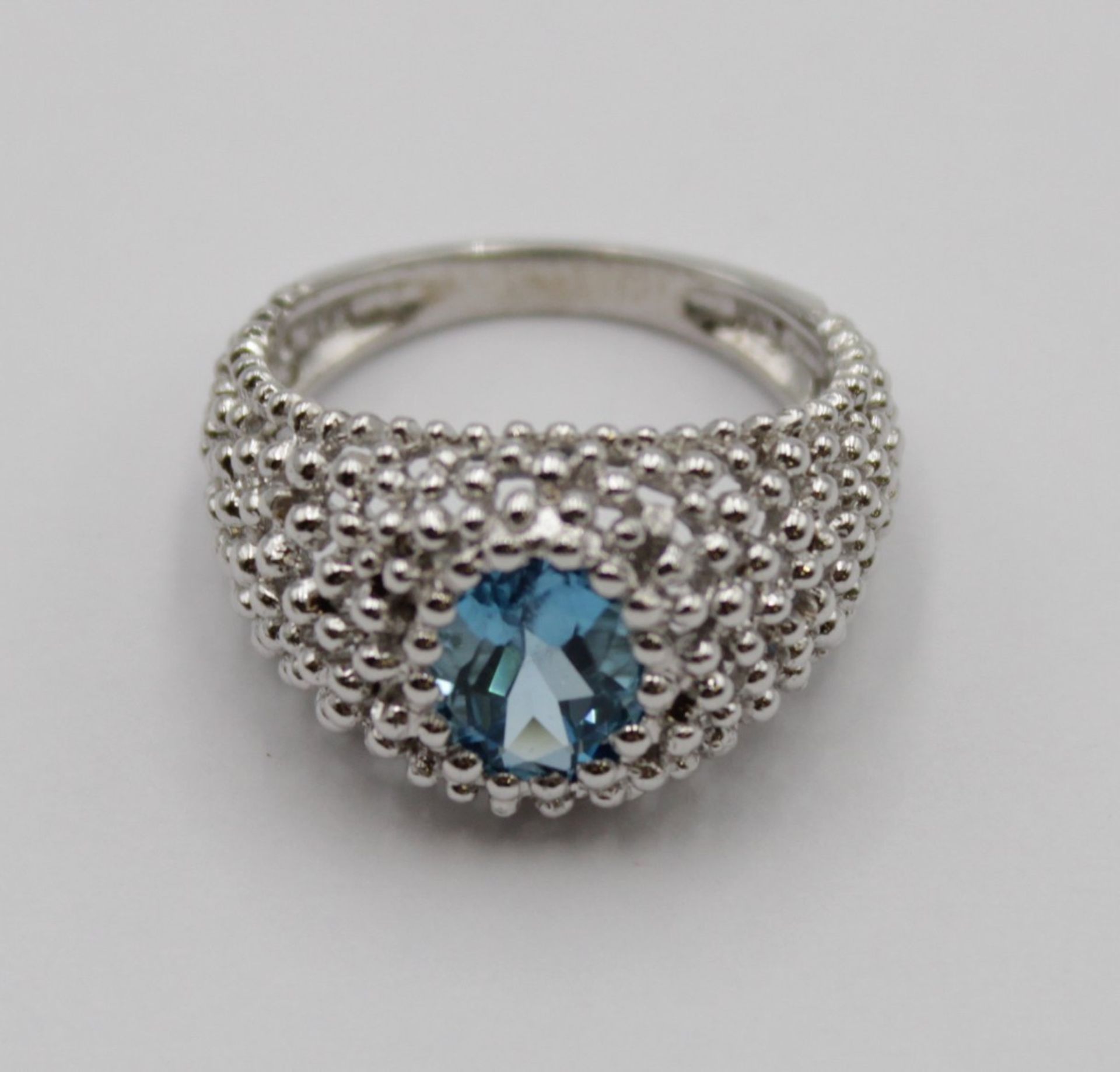 925er Silber-Ring, blauer facett. Stein, 5,3gr., RG 56