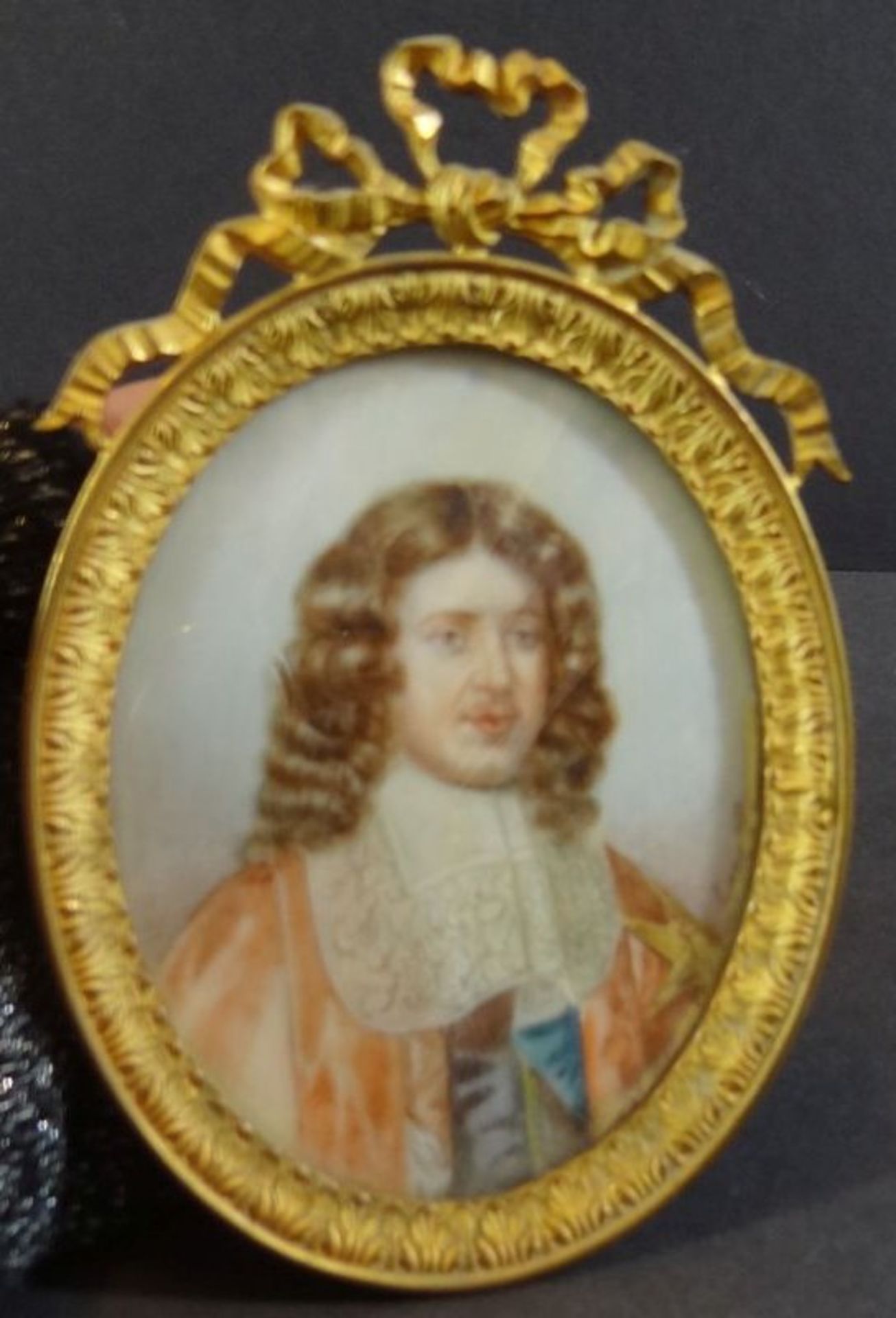 Nicolas DE LARGILLIERE (1656-1746) Miniatur-Portrait "Colbert", auf Bein,  Messingrahmen, RG 13,5x9