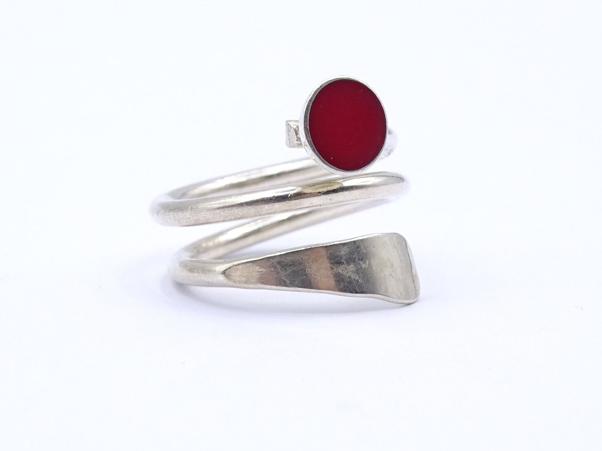 Ring, Silber mit roten Stein, Sterlingsilber 0.925, 6,2g., RG 56/57