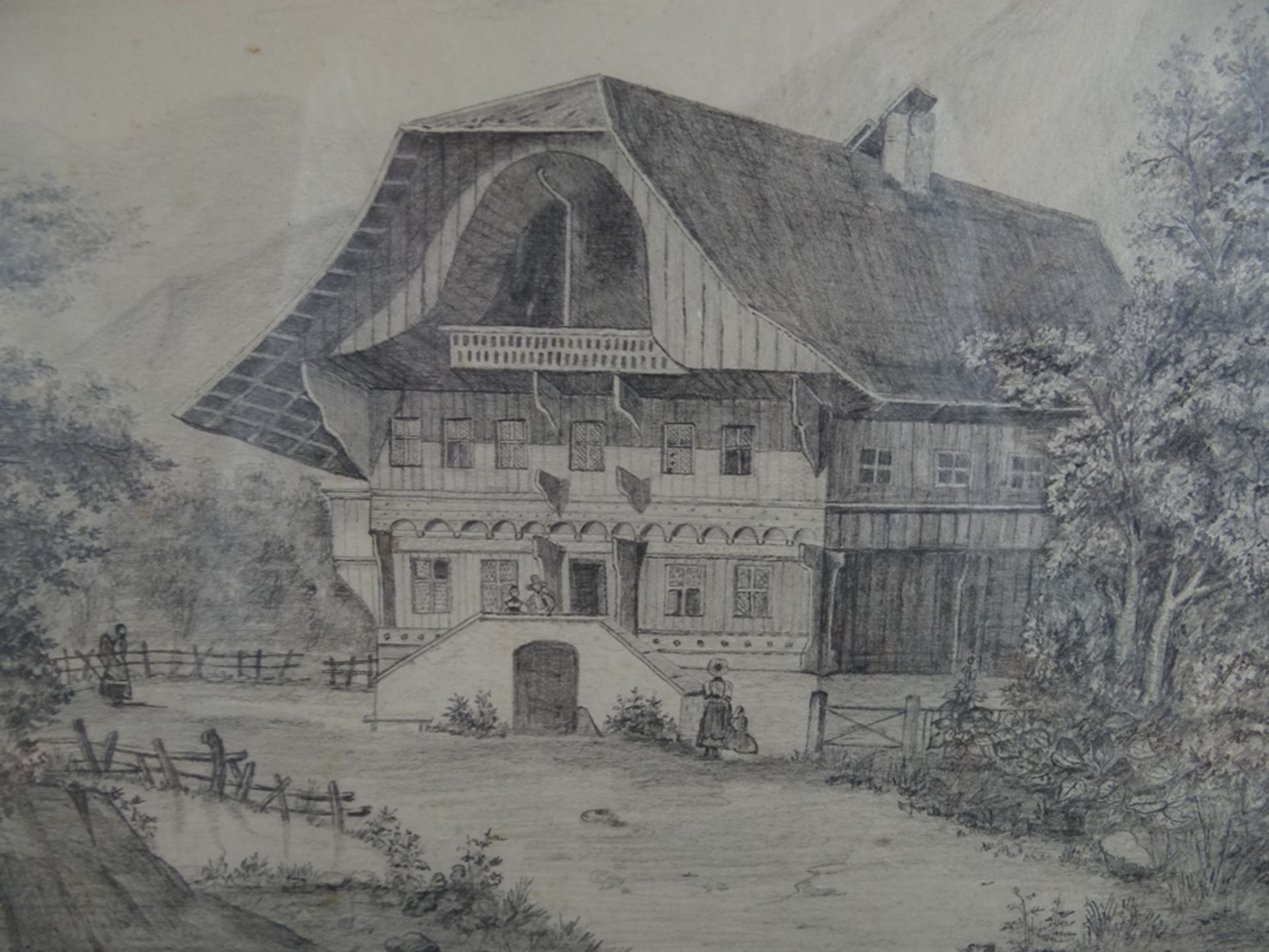 Wilhelm Ferdinand VON BRANDIS (1817-1851)1847 "Einsamer Berghof"  Handzeichnung - Bild 2 aus 3