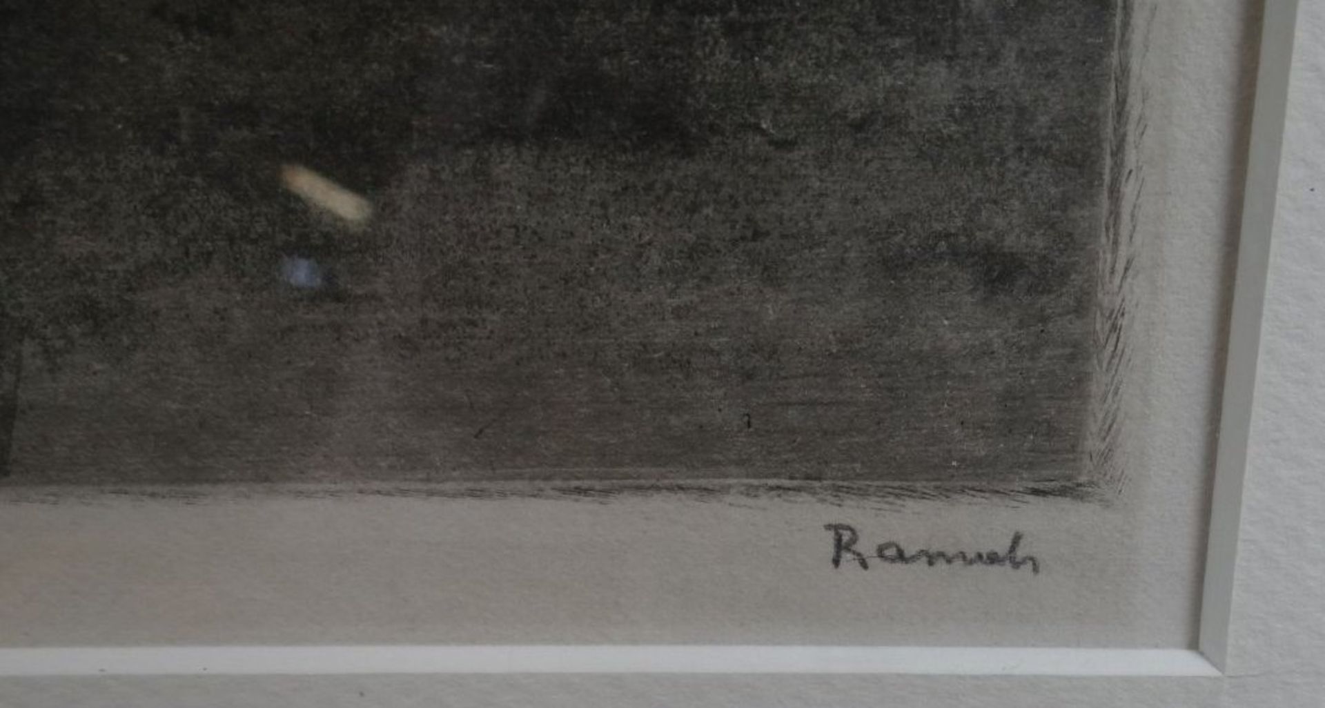 Henri RAMAH (1887-1947)  "Häuser und Kirche am Fluss" Lithografie, ea, ger/Glas, RG 43x48 cm - Bild 4 aus 5