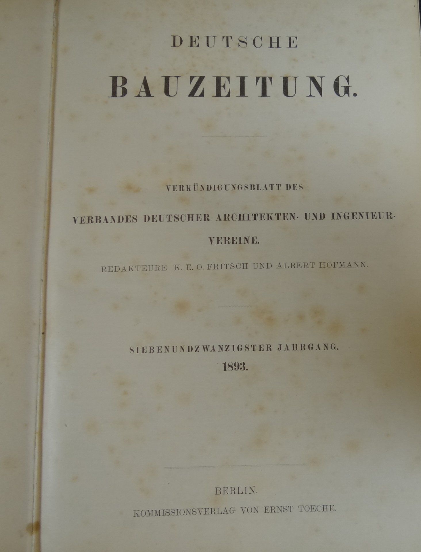 Deutsche Bauzeitung, 1893. gebunden, 24.Jahrgang - Bild 2 aus 7