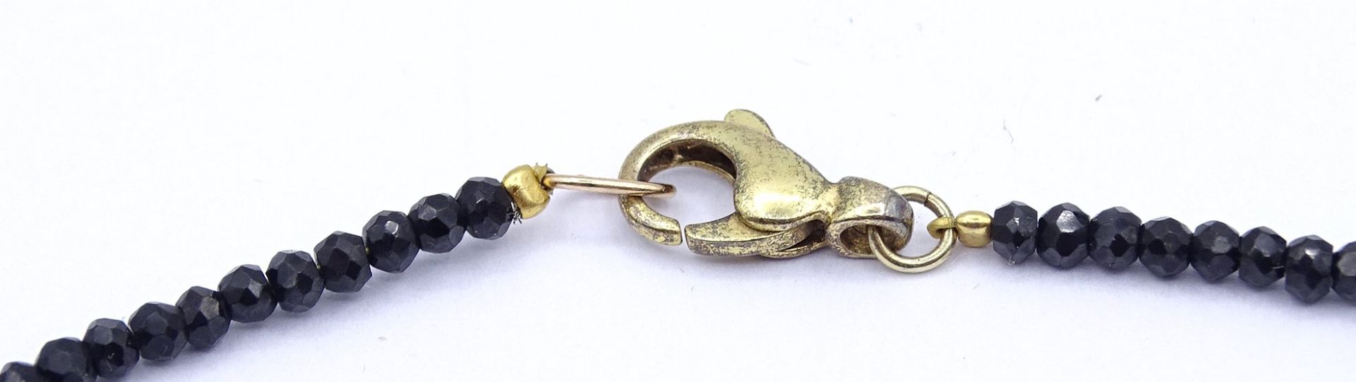 Spinell Halskette mit Perle und Gold Zwischenelemente, Gold um 14K, Karabiner aus Silber 0.925 - ve - Bild 3 aus 6