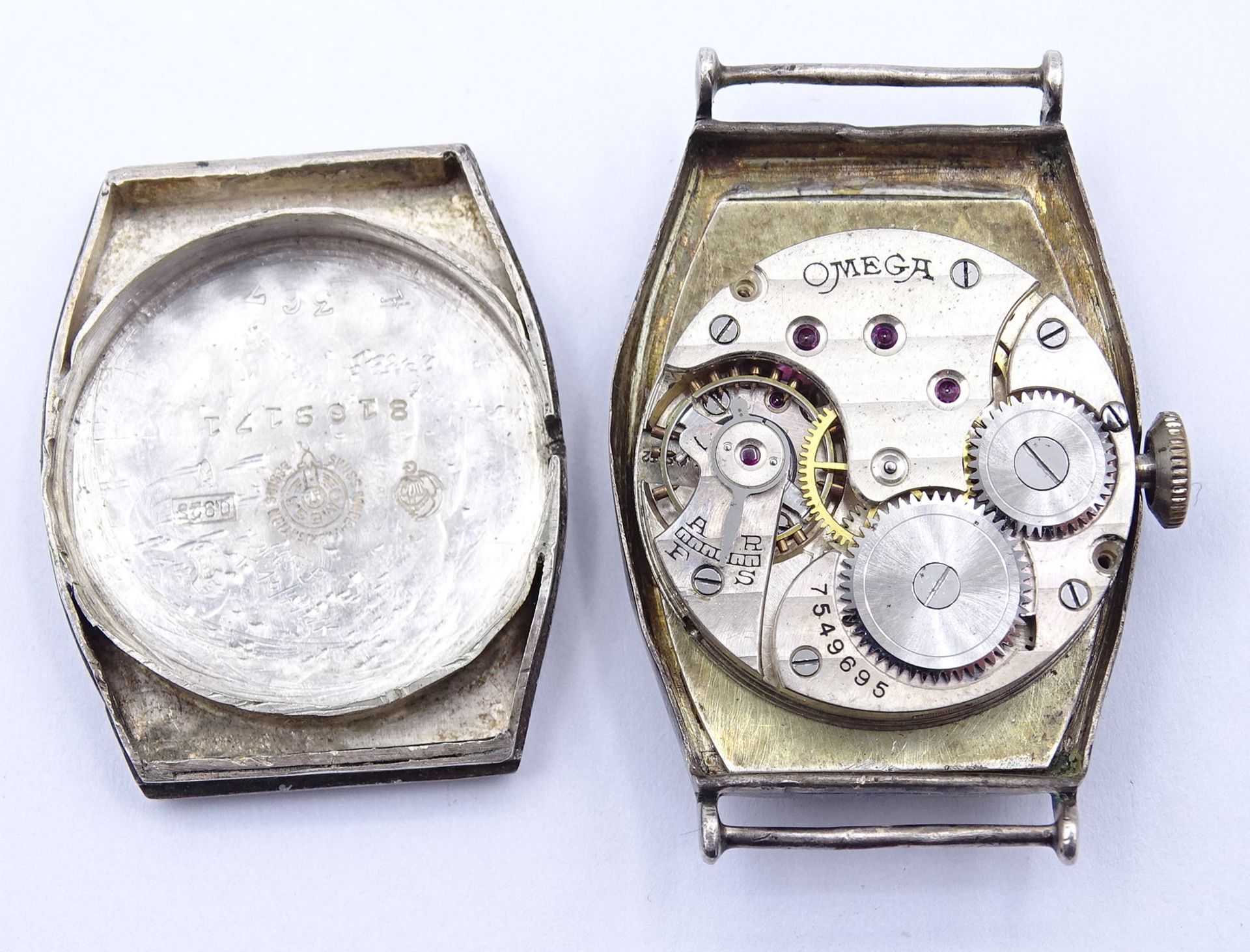 Alte Damen Armbanduhr "Omega", Cal. 23.7 S T2, mechanisch, Werk läuft kurz an, Silbergehäuse 0.925, - Image 4 of 4