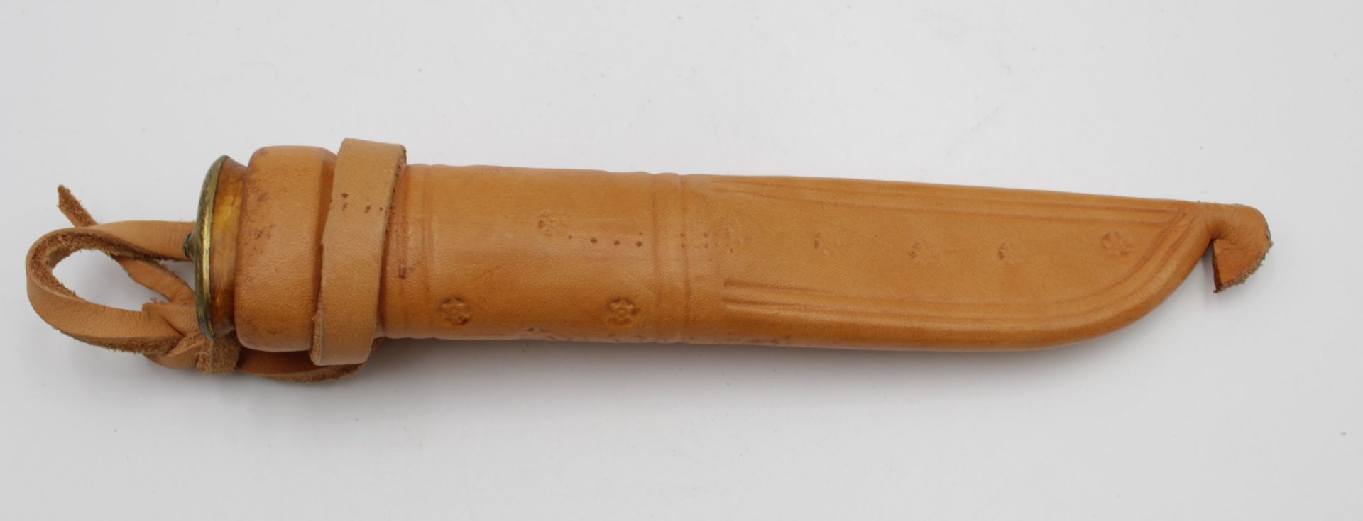 Finndolch mit Lederscheide, Holzgriff, L-21,8cm.