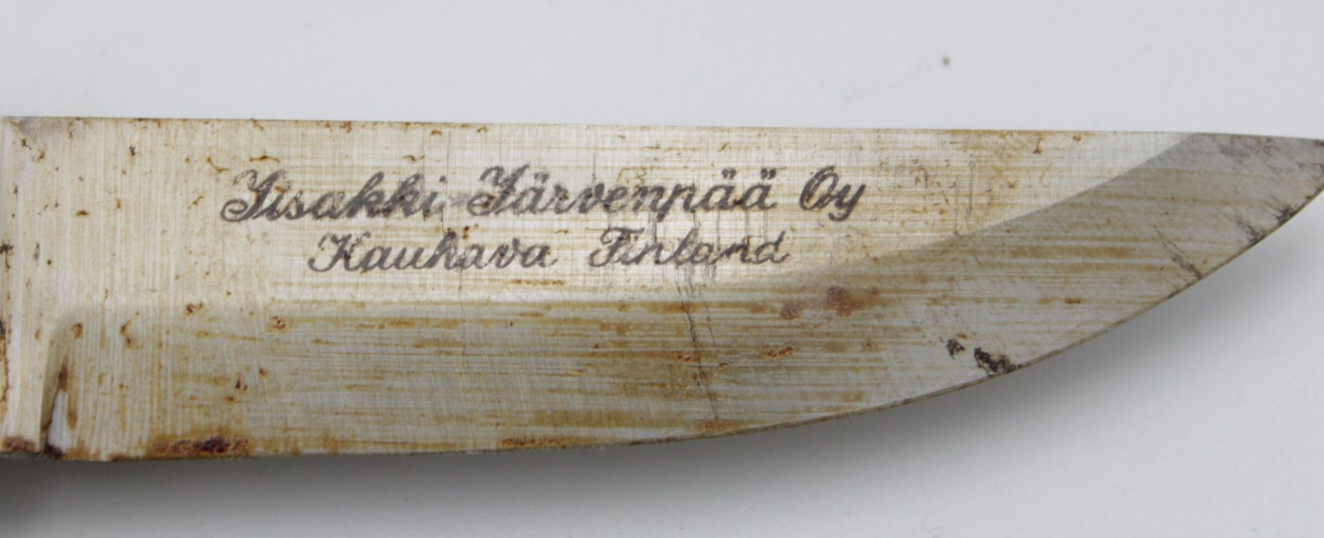 Finndolch, Klinge bez. "Itsakki Finland", mit Lederscheide, Holzgriff, L-19,8cm. - Bild 3 aus 4