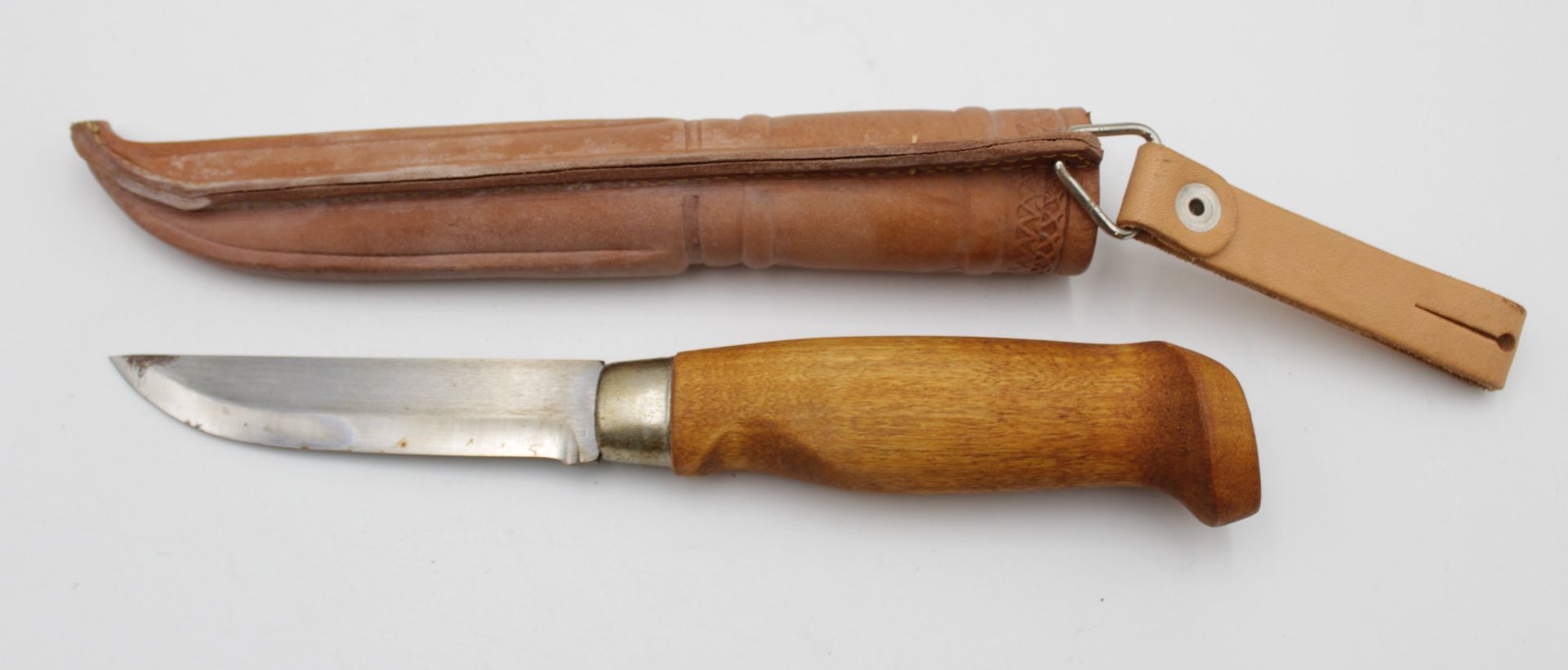 Finndolch, mit Lederscheide, Holzgriff, L-21,5cm. - Bild 3 aus 3