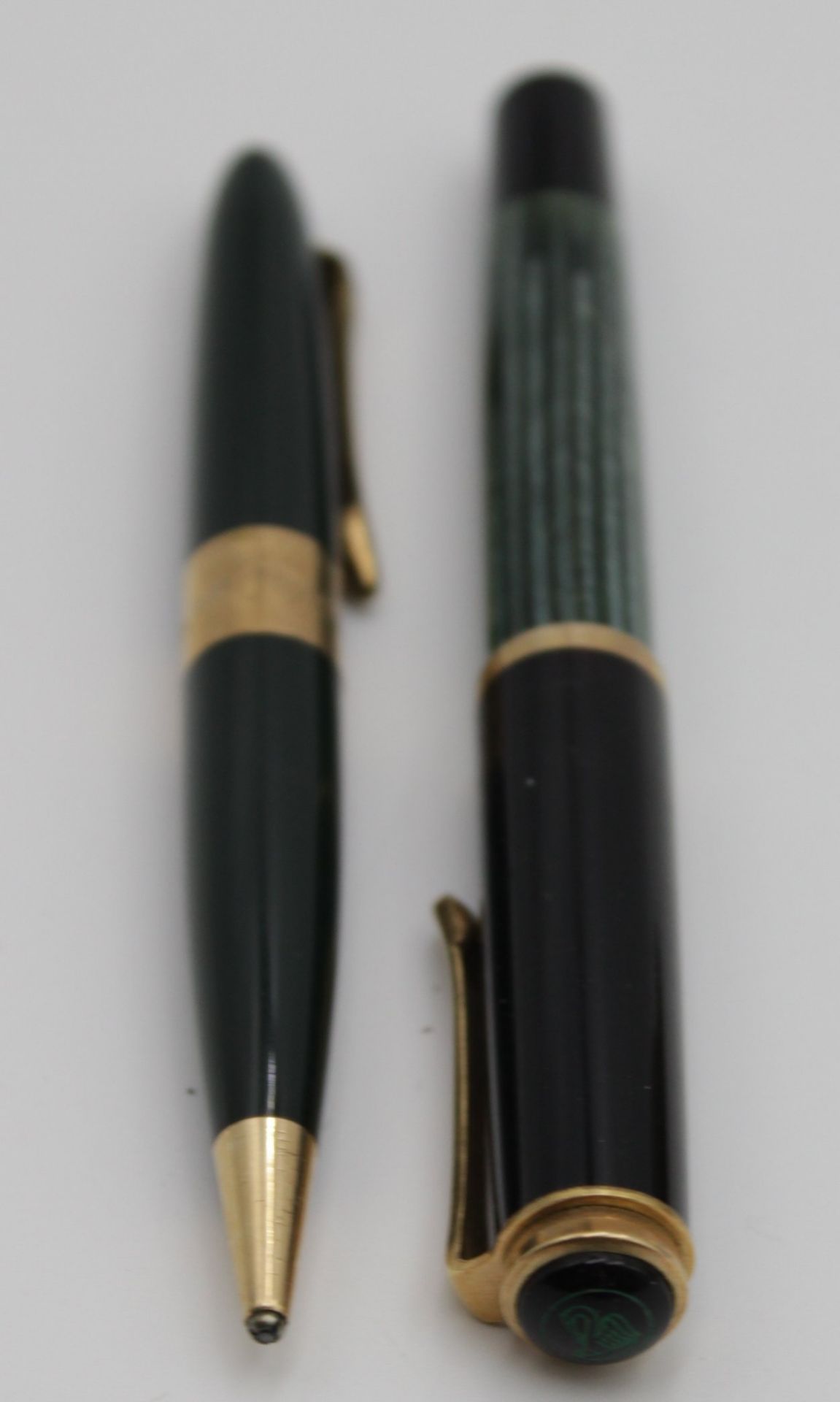 Set, Pelikan, Füller mit 585er Goldfeder u. Druckbleistift, in Etui, Füller mit Namensgravur - Bild 6 aus 7